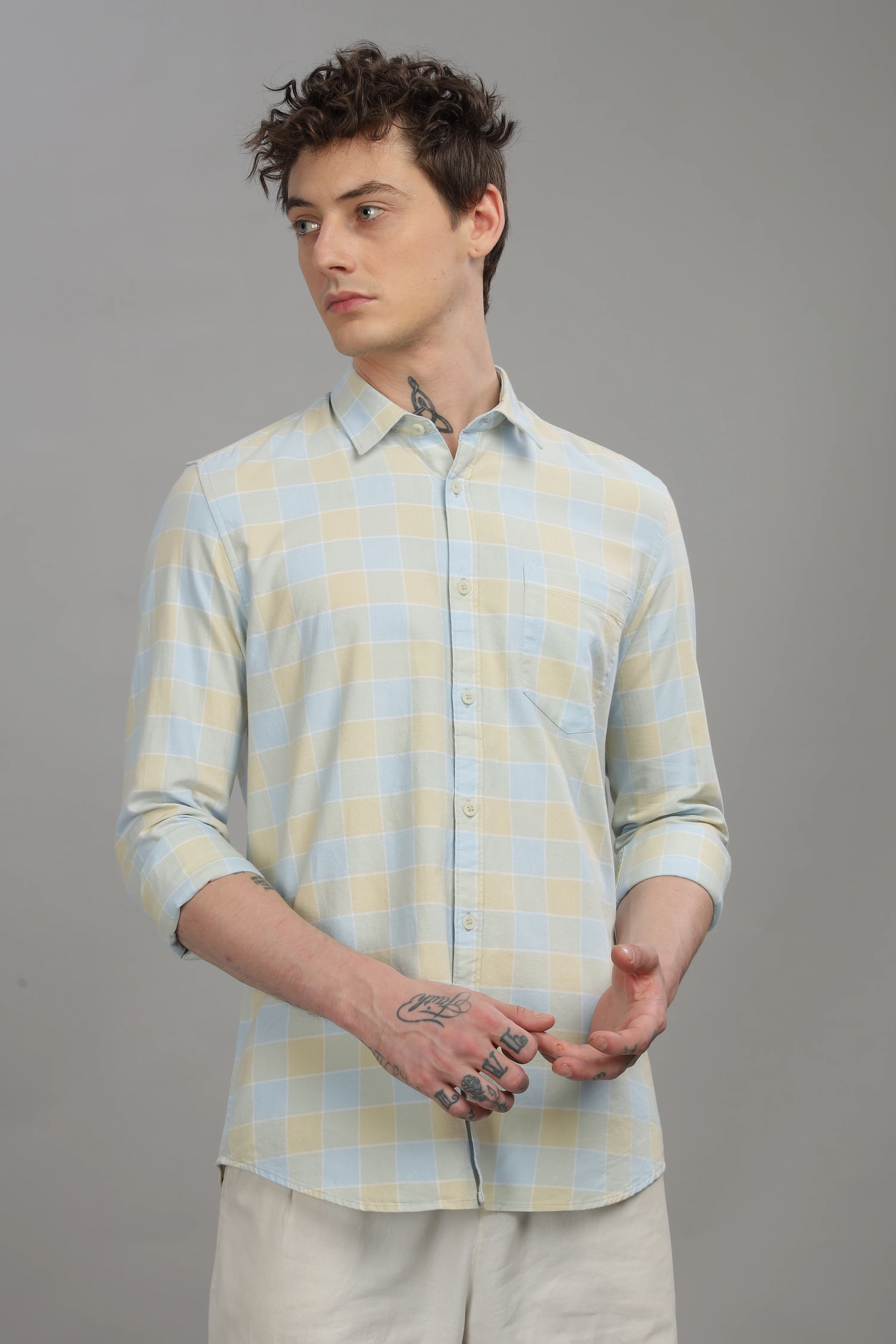 Men Light Blue Slim Fit Shirt - Image 4