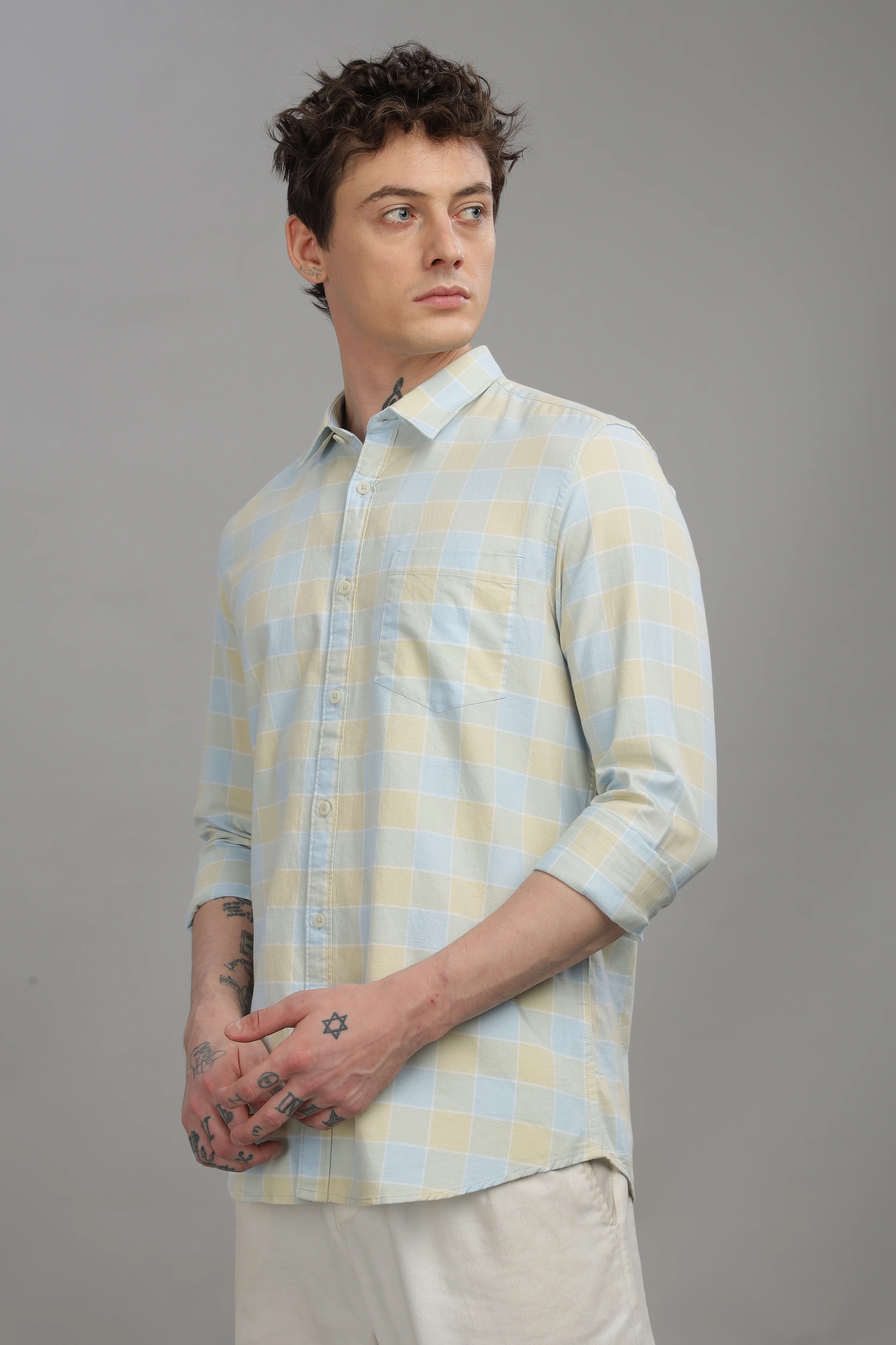 Men Light Blue Slim Fit Shirt - Image 5