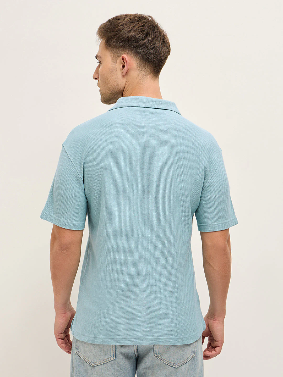 Men Light Blue Solid Collar - Image 2