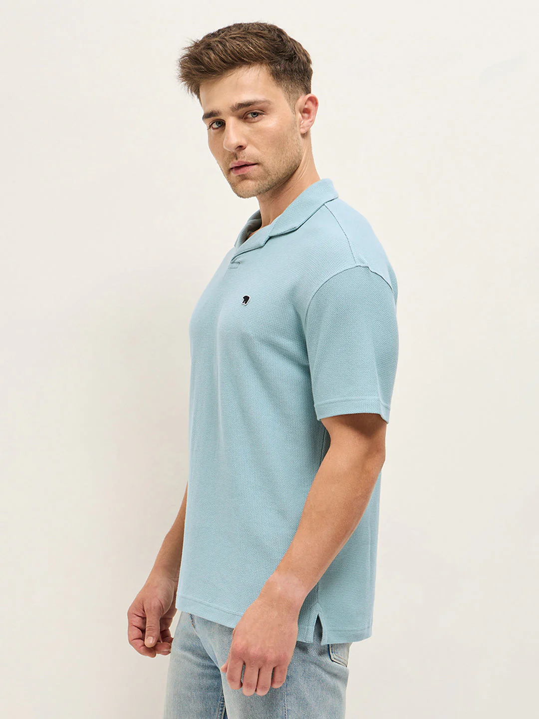 Men Light Blue Solid Collar - Image 3