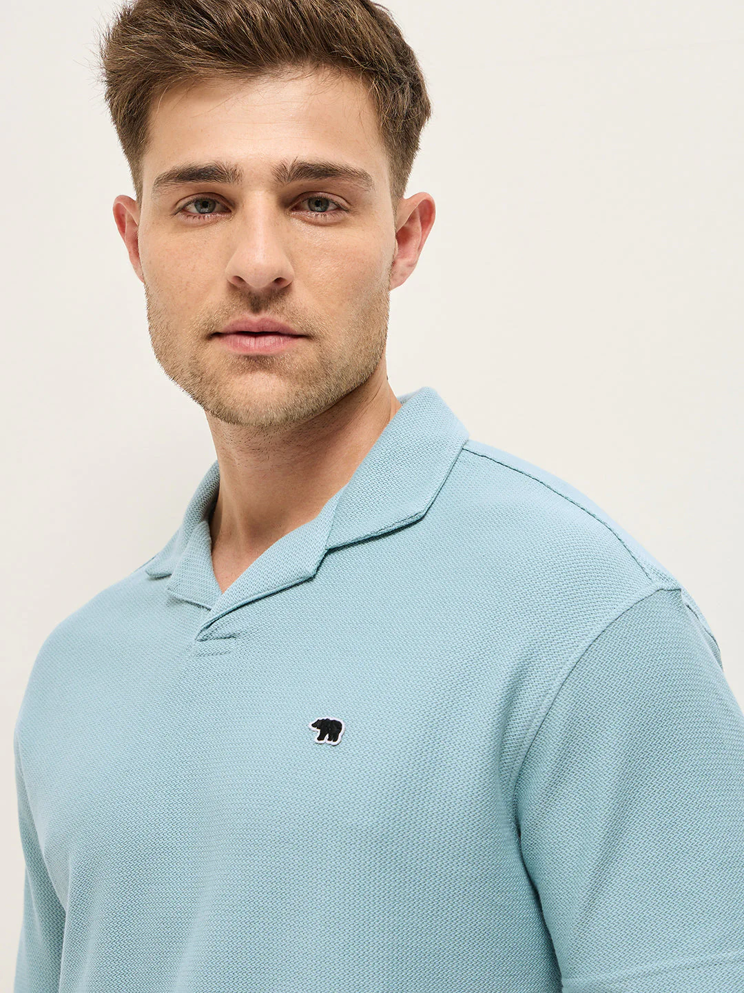 Men Light Blue Solid Collar - Image 5
