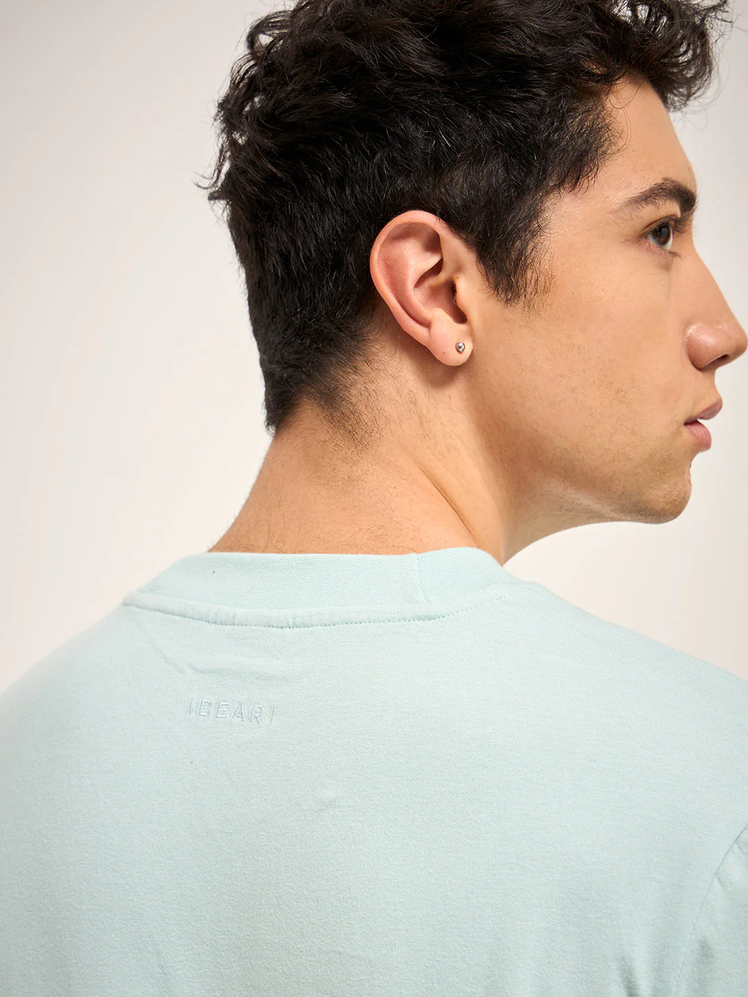 Men Light Blue Solid Crew Neck Regular Fit T-Shirt - Image 6