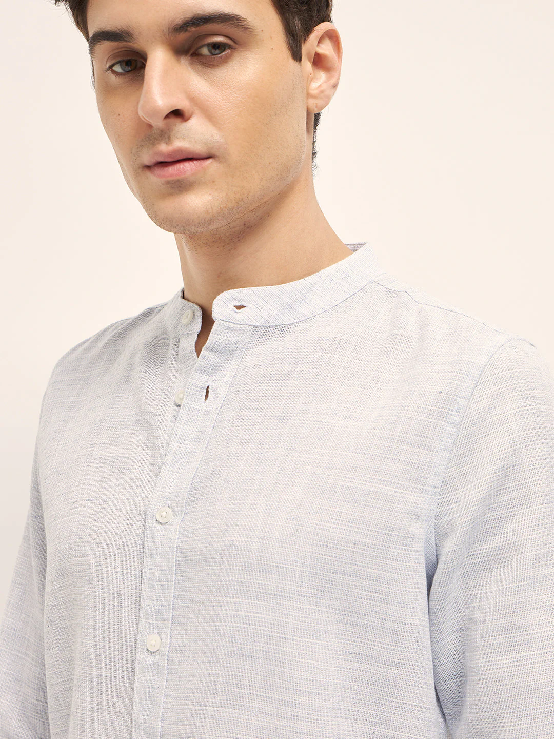 Men Light Blue Solid Slim Fit Casual Shirt - Image 5