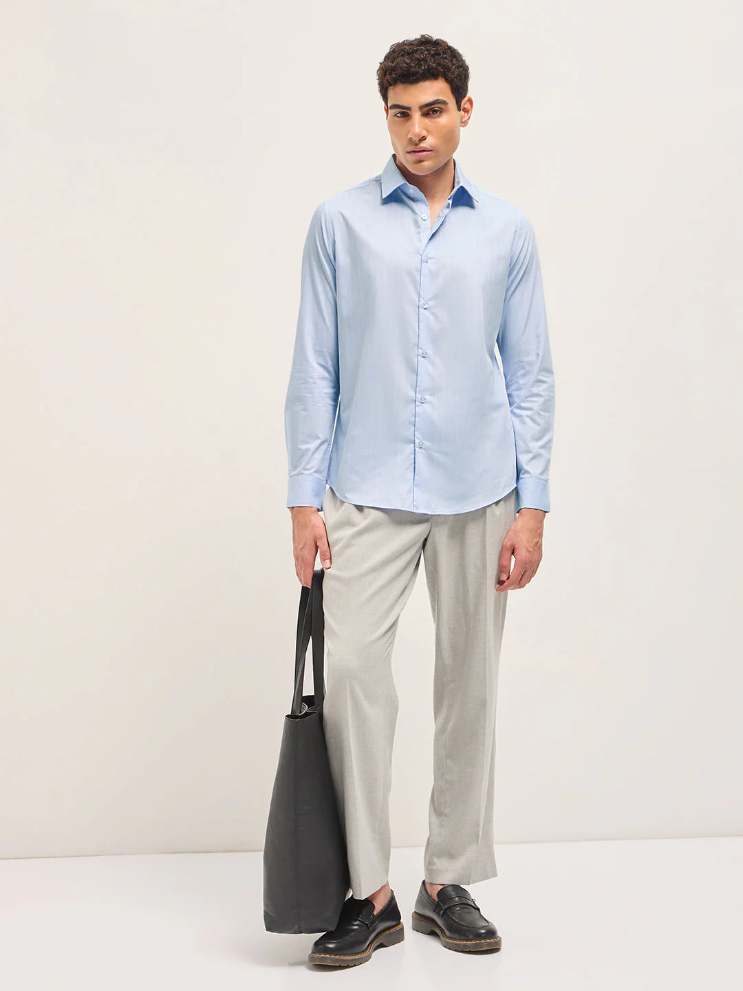 Men Light Blue Striped Tailored Fit Formal Shirt - Image 4