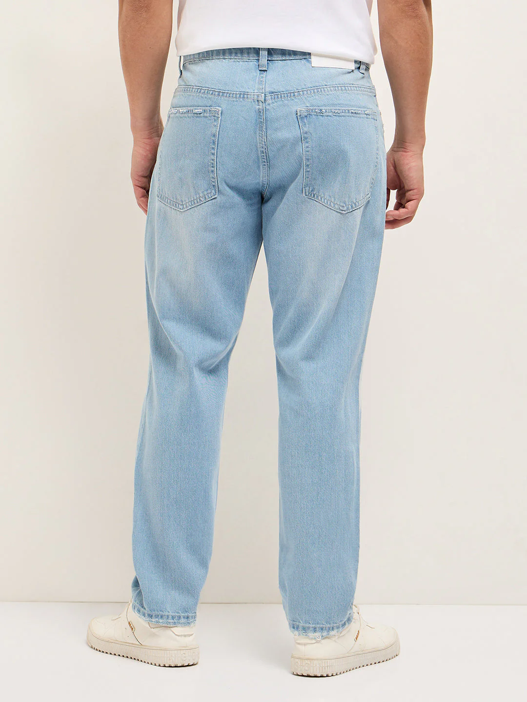Men Light BlueLight Fade High Distressed Mid-Rise Relaxed Fit Jeans - Image 2