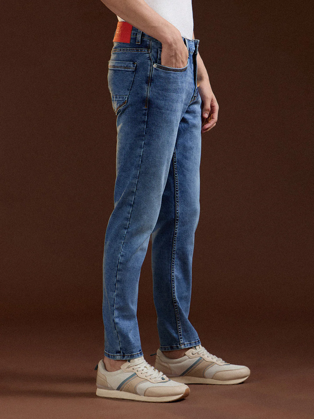 Men Light BlueMid Fade Mid-Rise Skinny Fit Jeans - Image 3