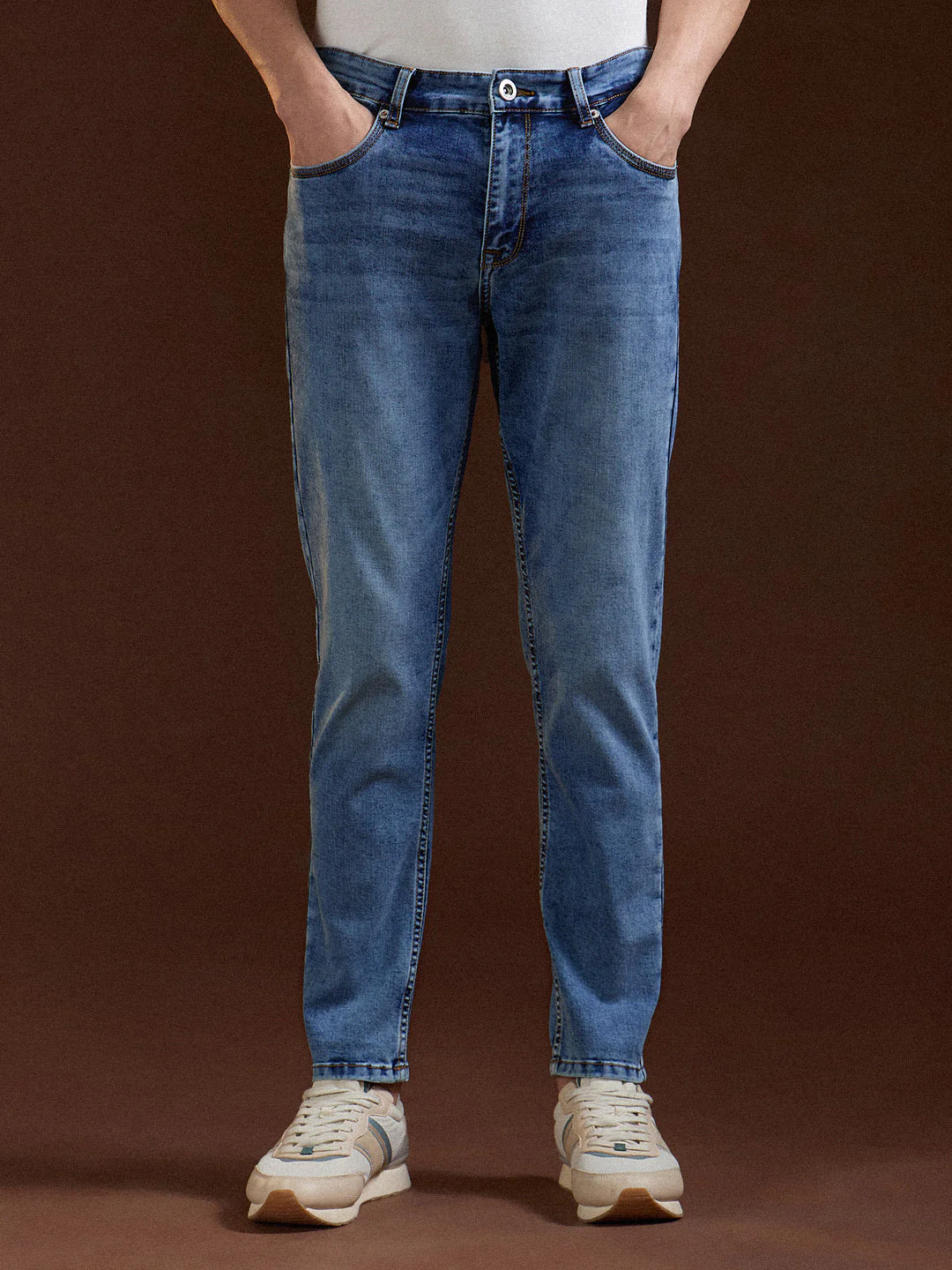 Men Light BlueMid Fade Mid-Rise Skinny Fit Jeans - Image 7