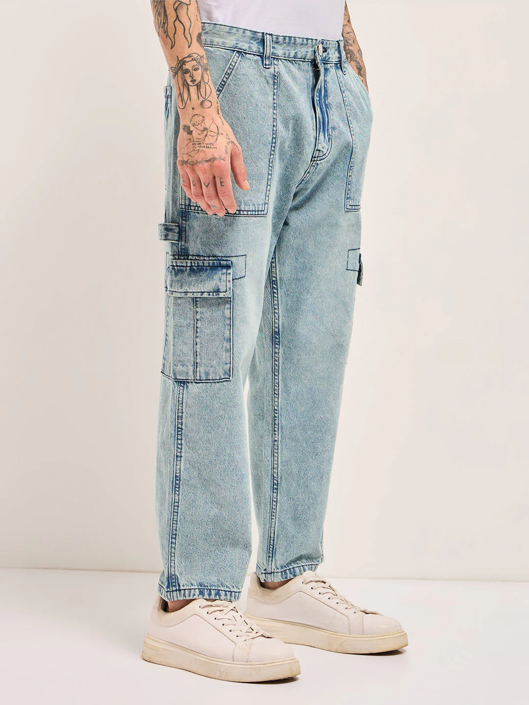 Men Light BlueMid Fade Mid-Rise Slim Fit Jeans - Image 3