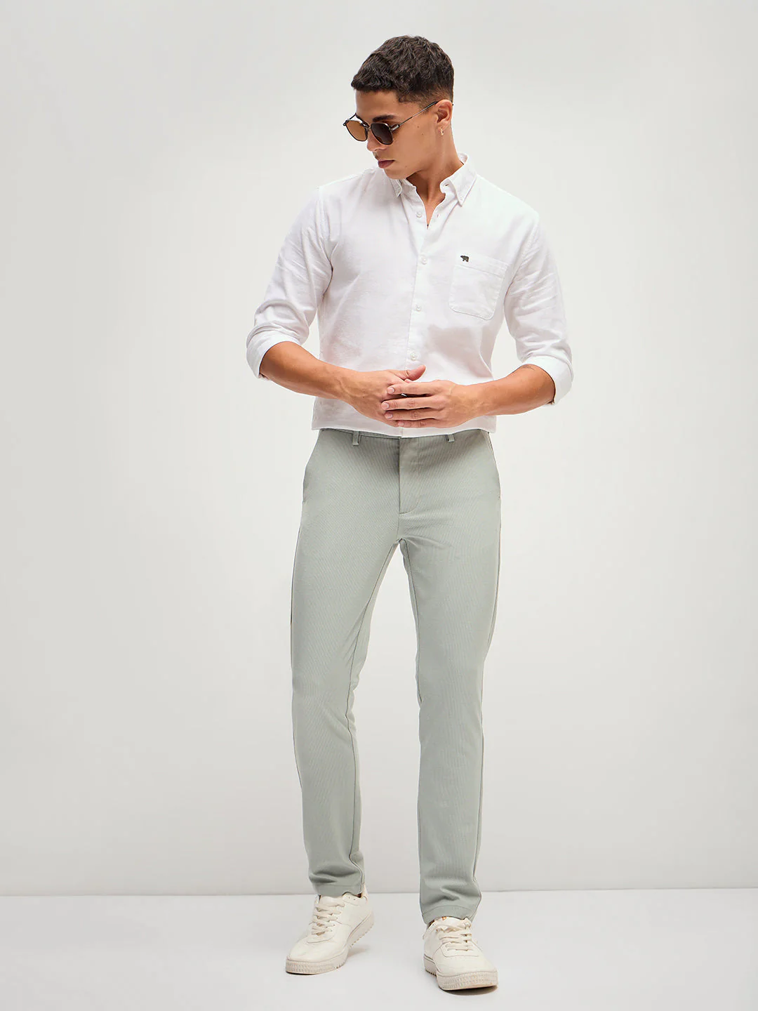 Men Light Green 4 Way Stretch Formal Trouser - Image 4