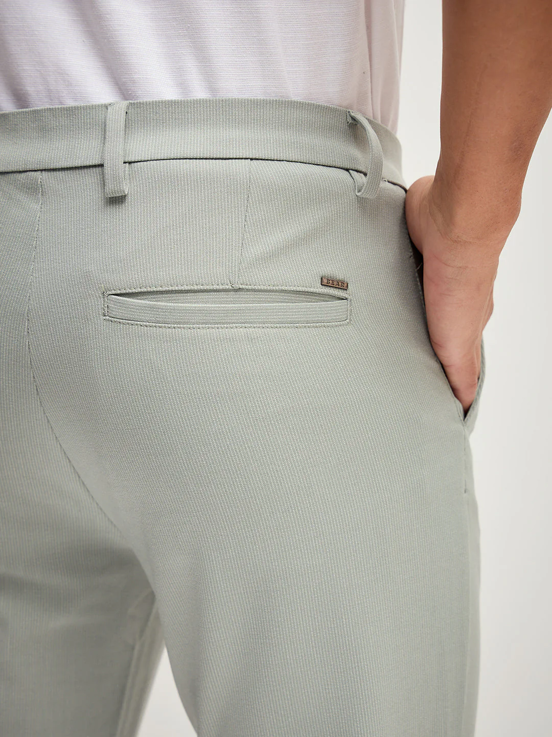 Men Light Green 4 Way Stretch Formal Trouser - Image 6