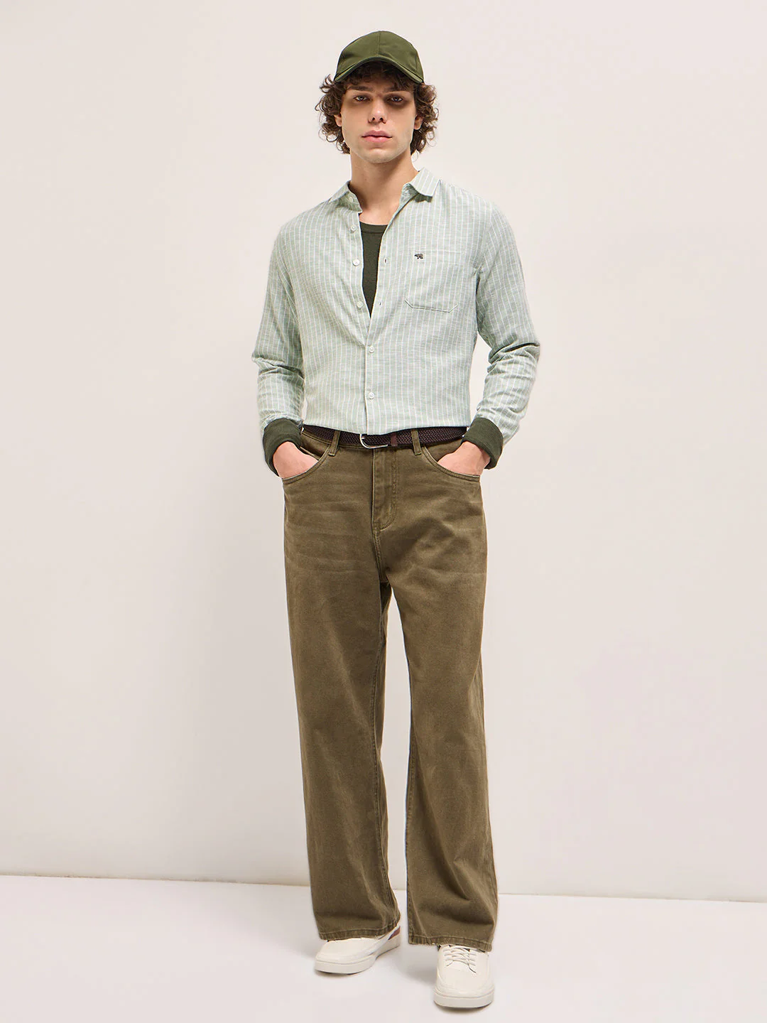 Men Light Green Casual Shirt - Image 4