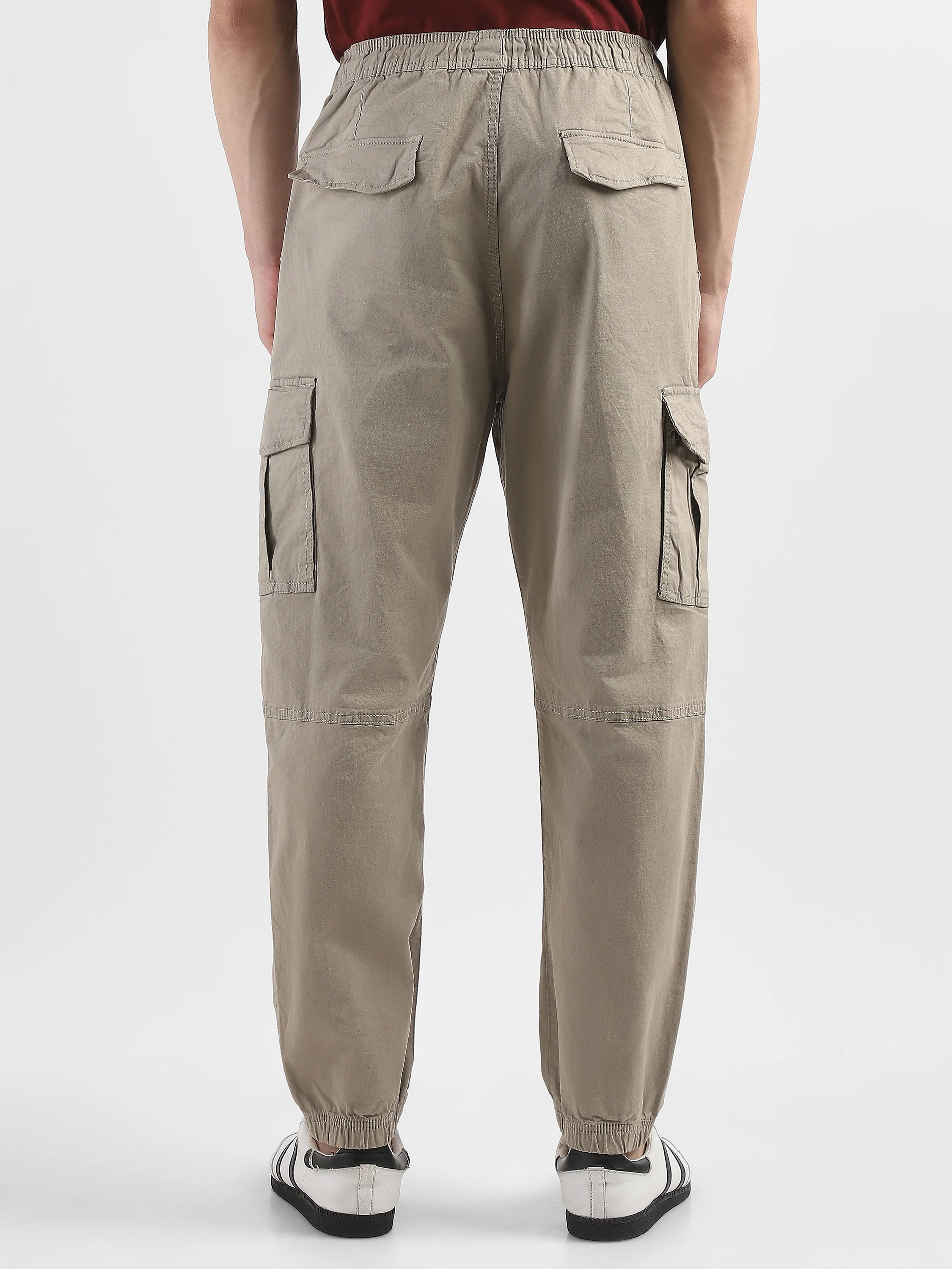Men Light Green  Cotton Blend Cargo Jogger Pants - Image 4