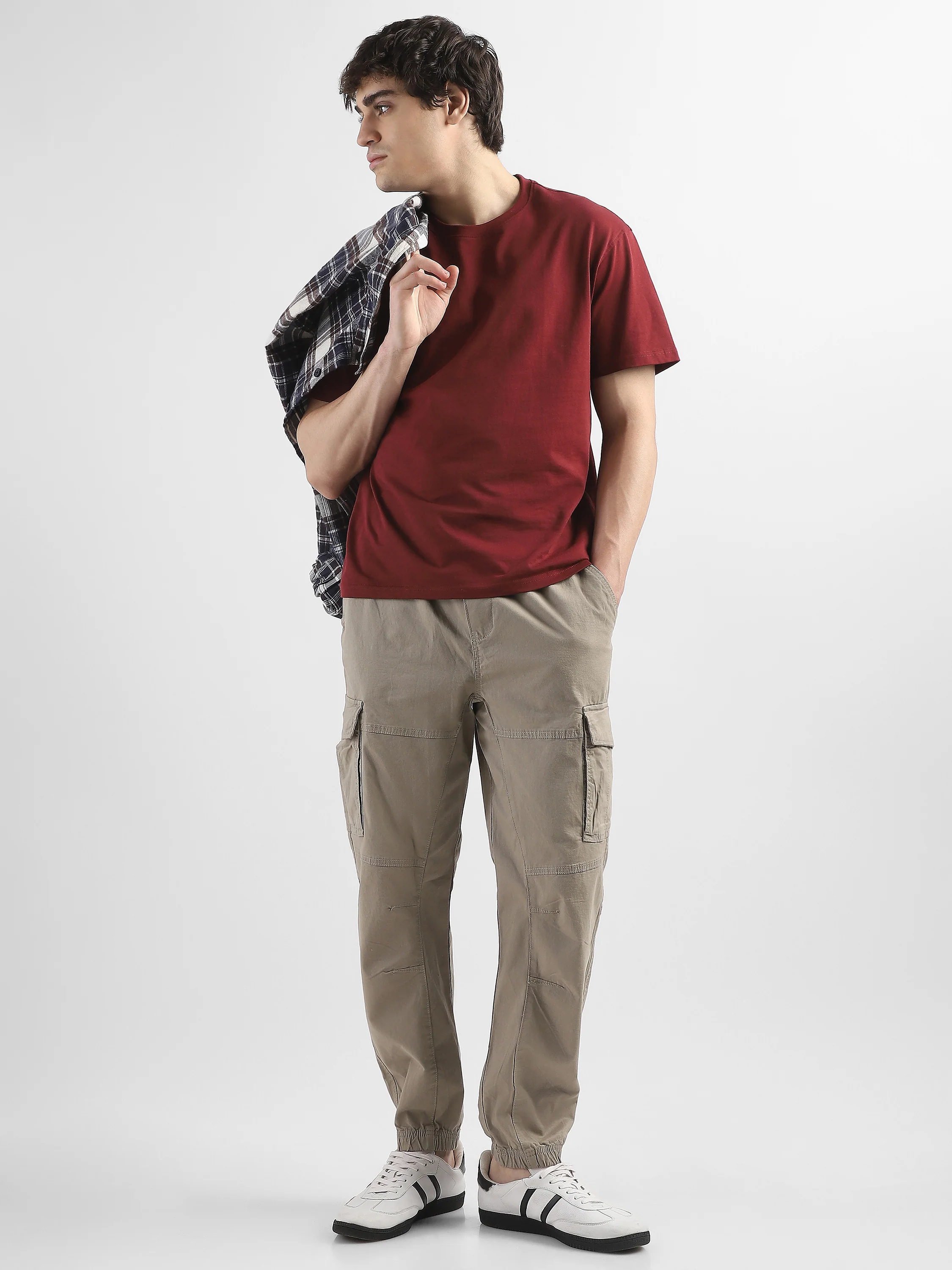 Men Light Green  Cotton Blend Cargo Jogger Pants - Image 5