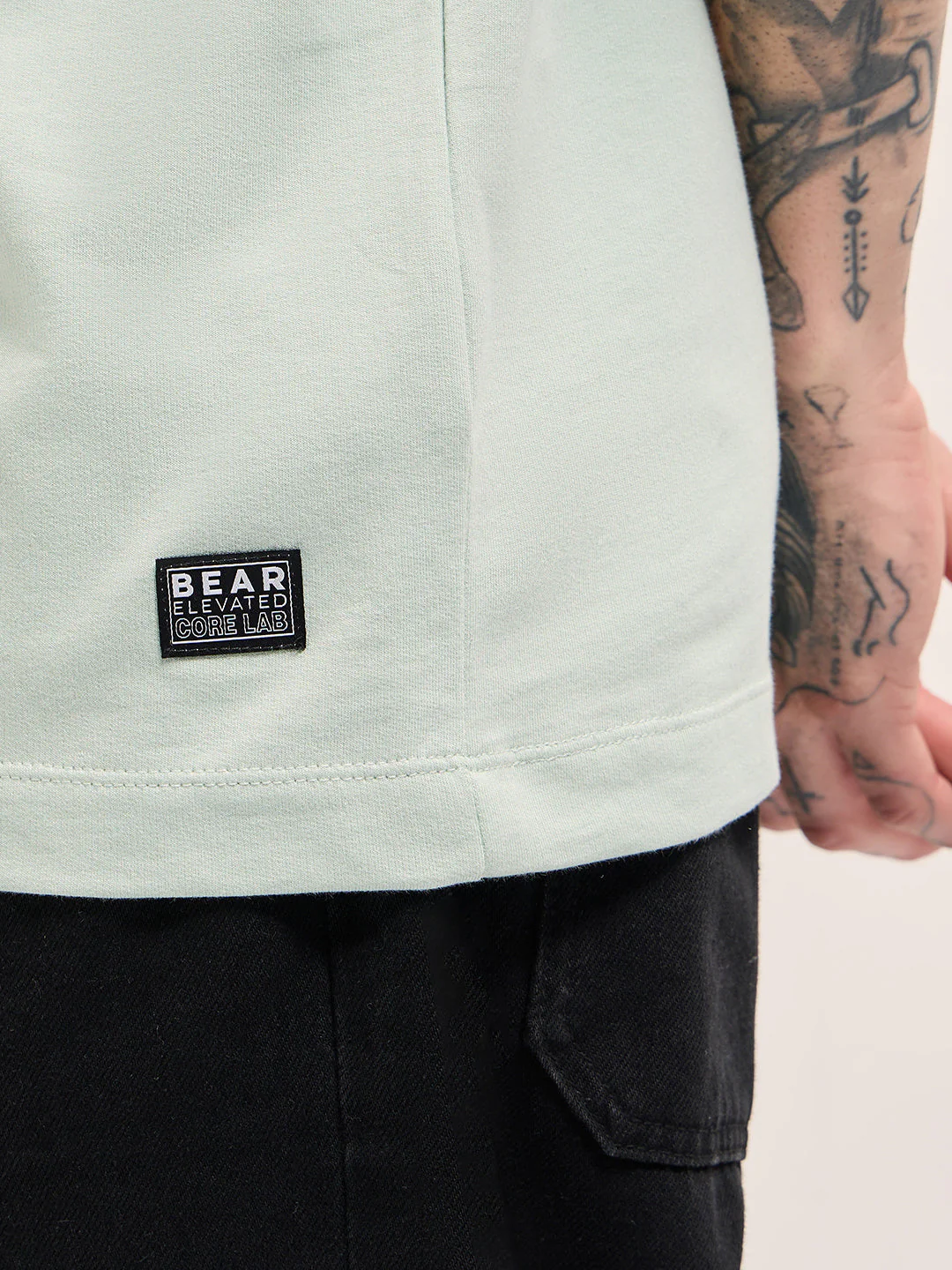 Men Light Green Graphic Print Oversize Crew Neck T-shirt - Image 6