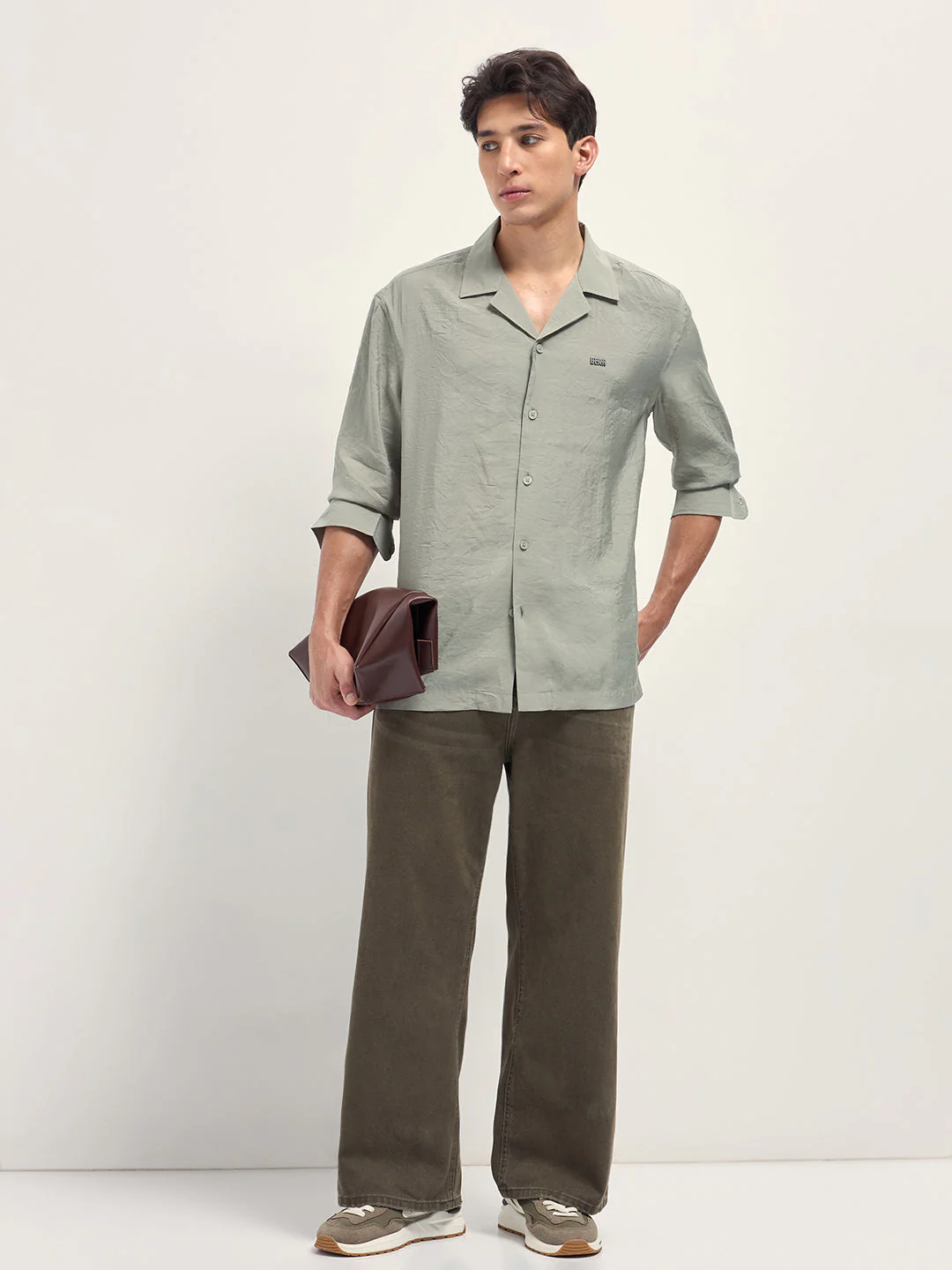 Men Light Green Lenzing Modal Solid Oversize Fit Casual Shirt - Image 4