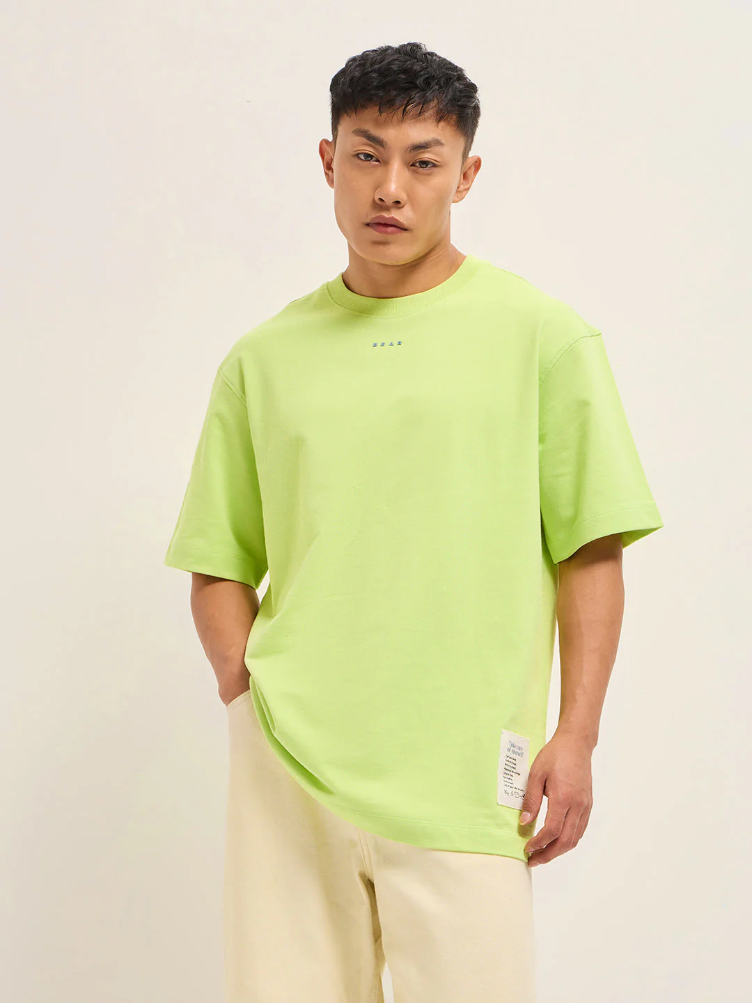 Men Light Green Oversized T-Shirt - Image 2