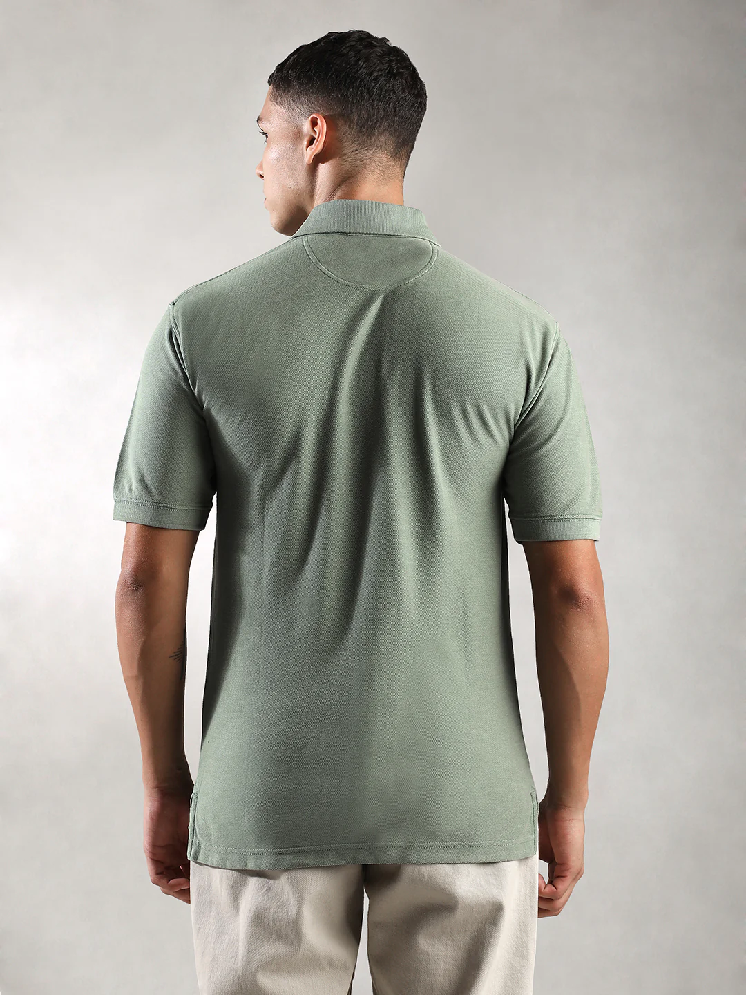 Men Sage Drop Shoulder Oversize Polo T-Shirt - Image 4