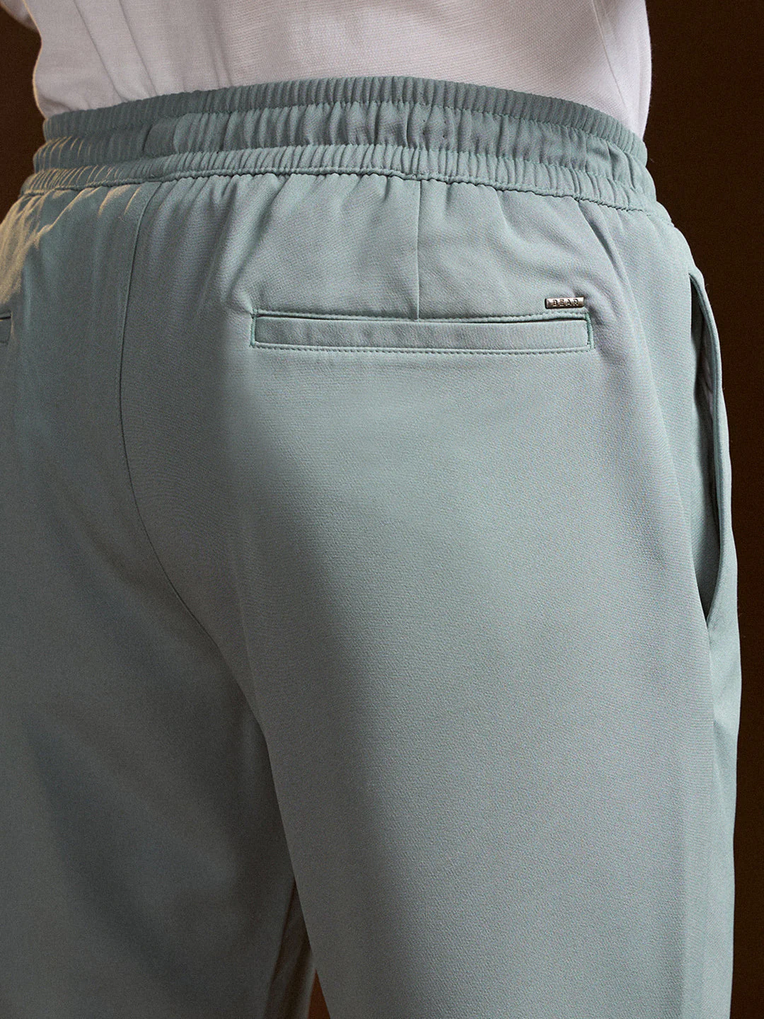 Men Light Green Slim Fit Formal Trouser - Image 5