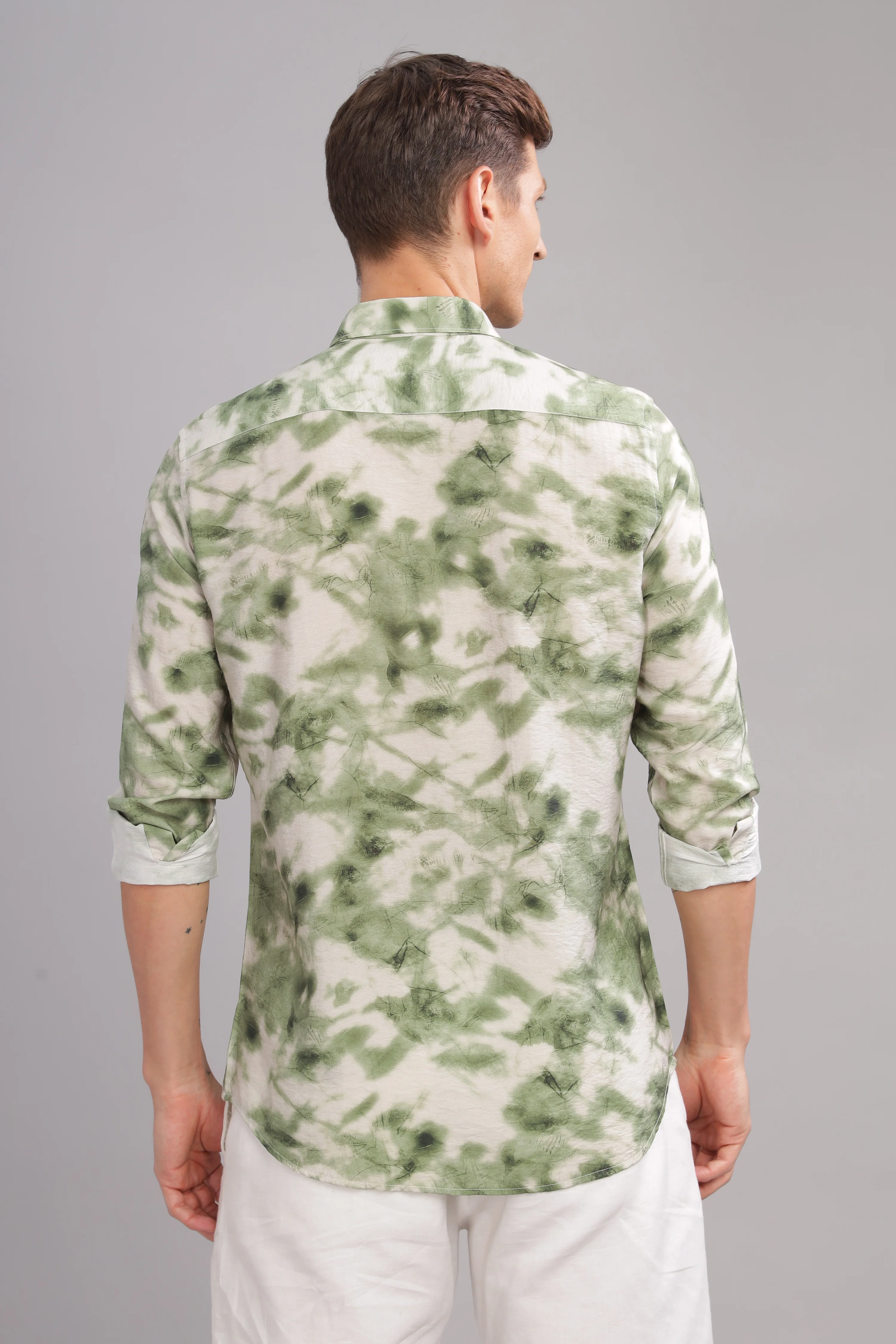 Men Light Green Slim Fit Shirt - Image 2