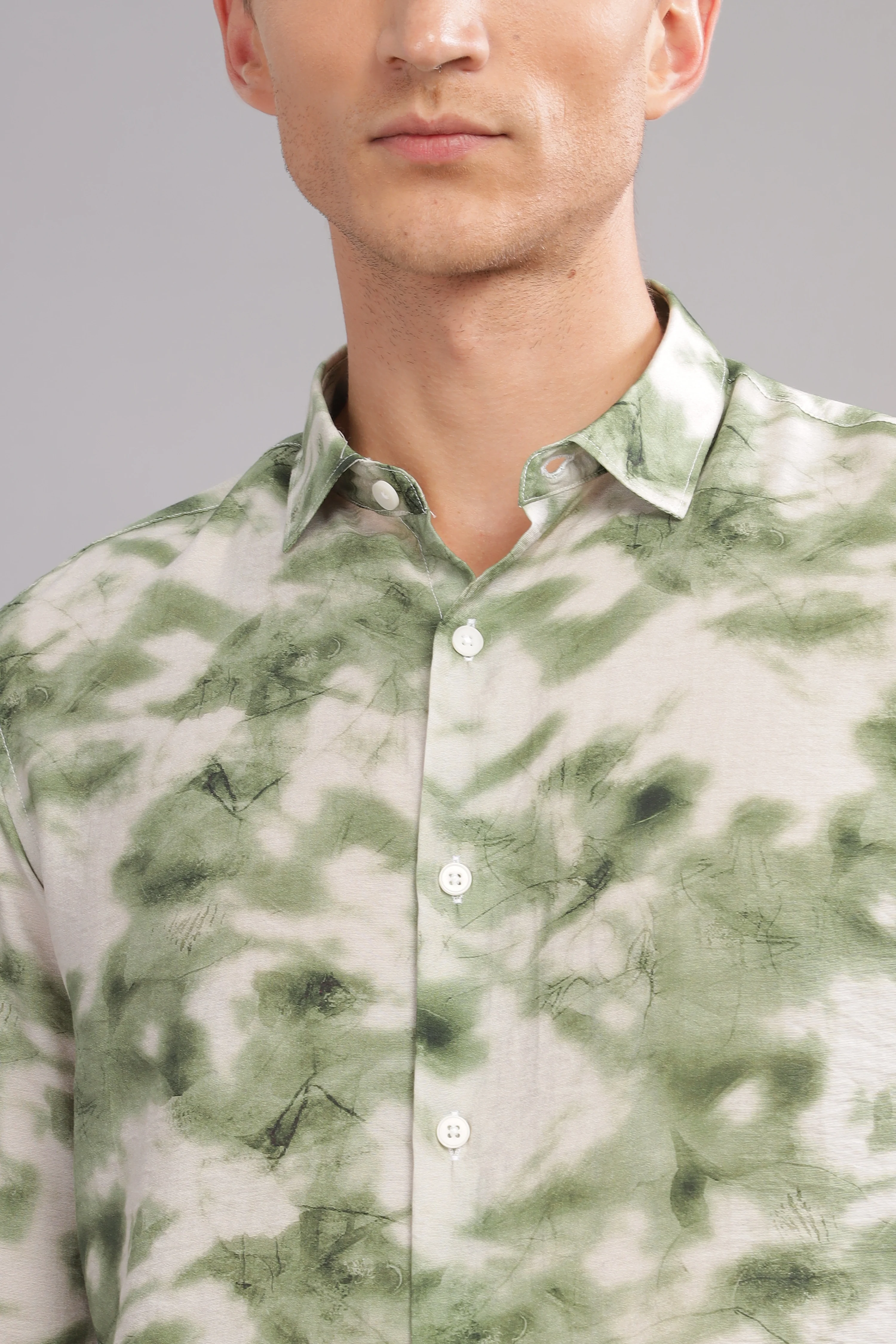 Men Light Green Slim Fit Shirt - Image 6