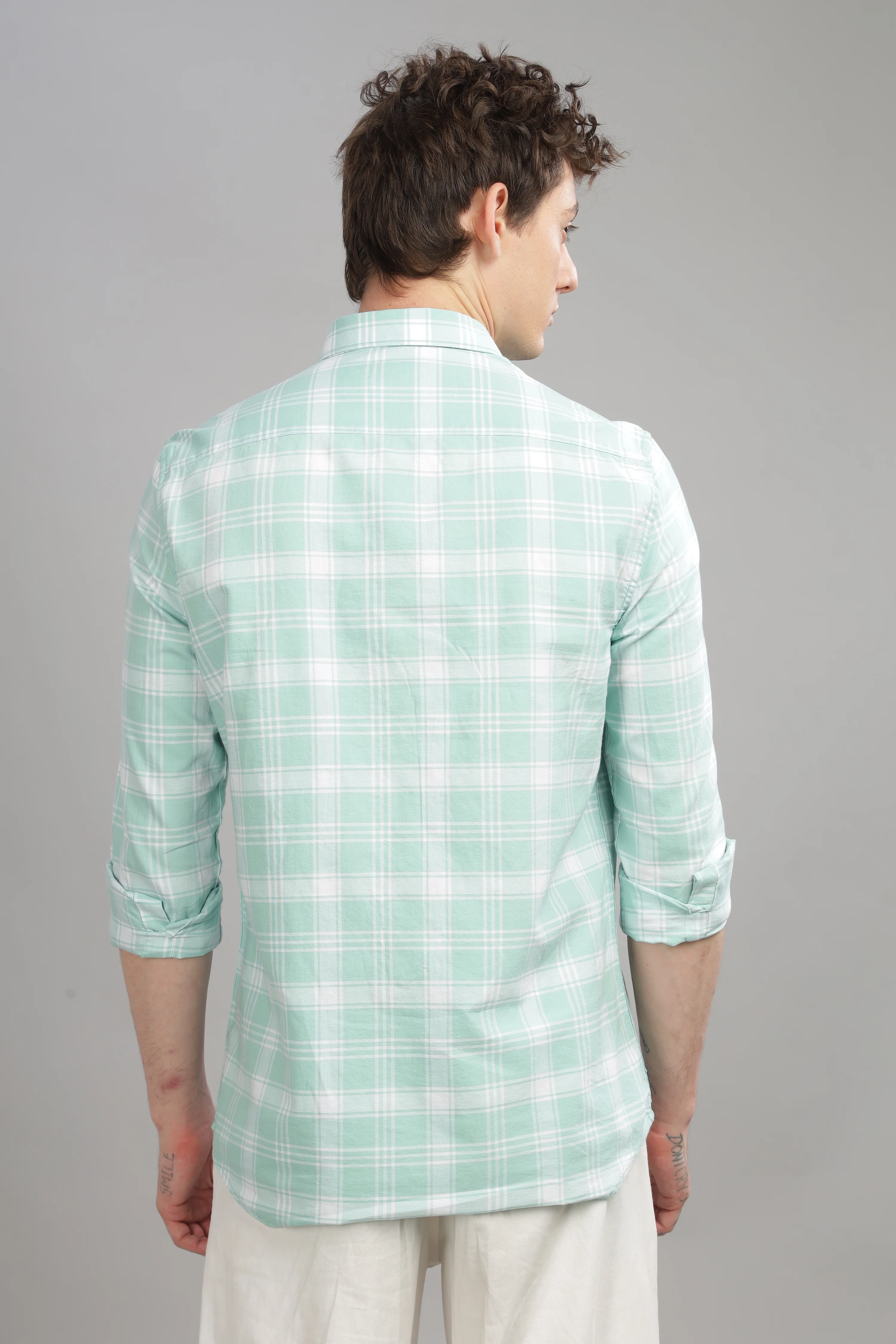 Men Light Green Slim Fit Shirt - Image 2