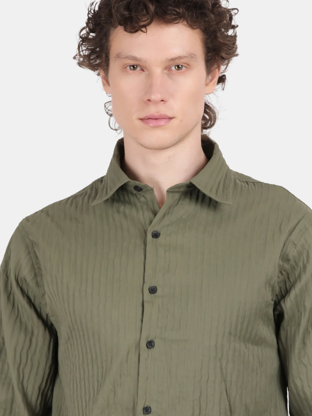 Men Light Green Slim Fit Spread Collar Full Sleeve Casual Shirt - Image 6