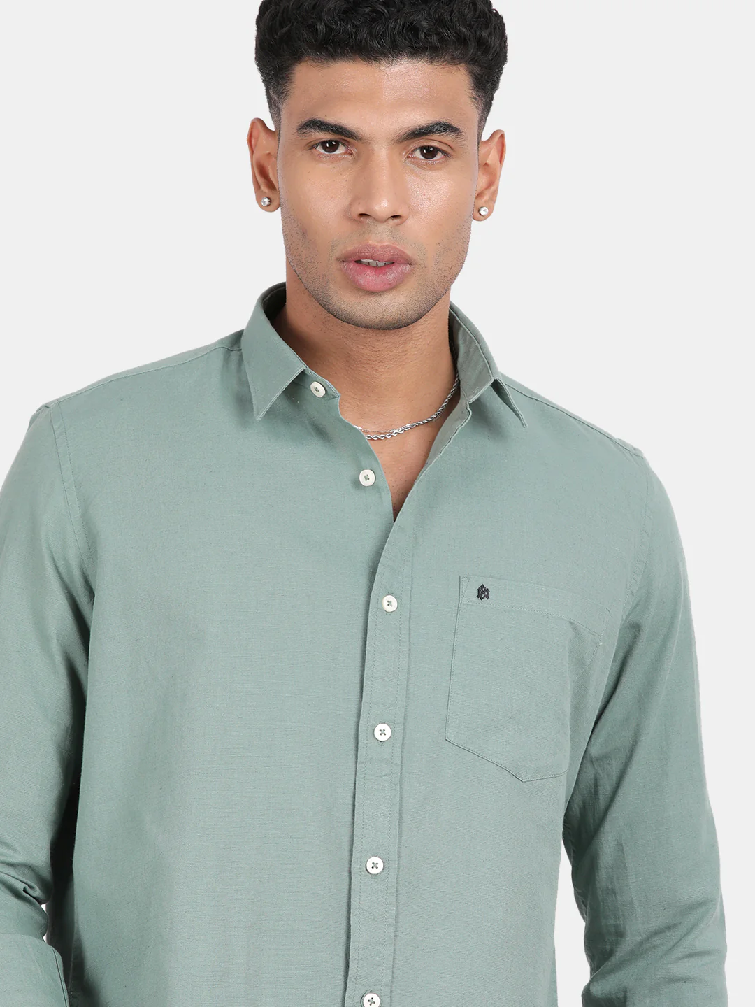Men Light Green Slim Fit Spread Collar Full Sleeve Casual Shirt - Image 6