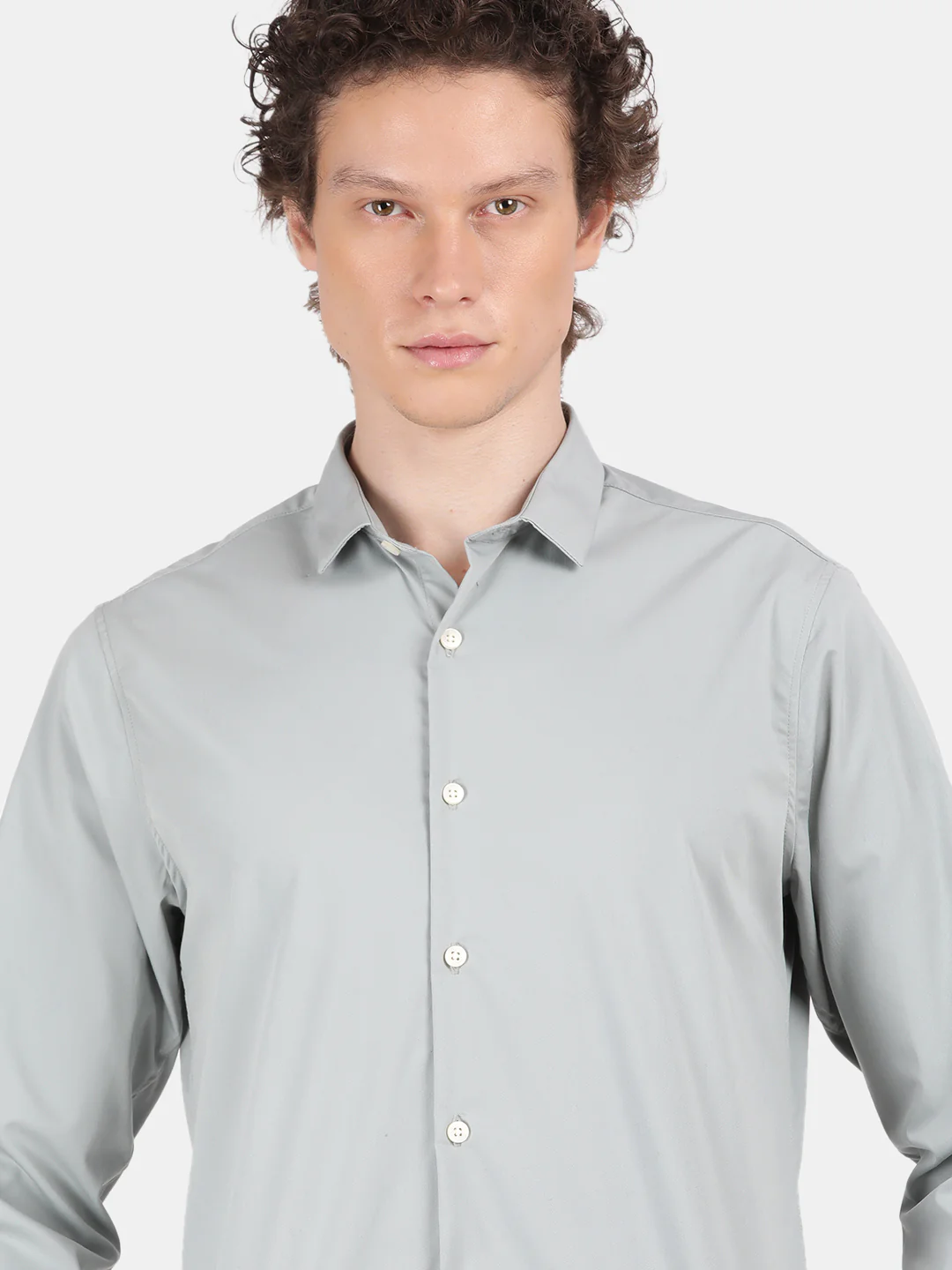 Men Light Green Slim Fit Spread Collar Full Sleeve Casual Shirt - Image 3