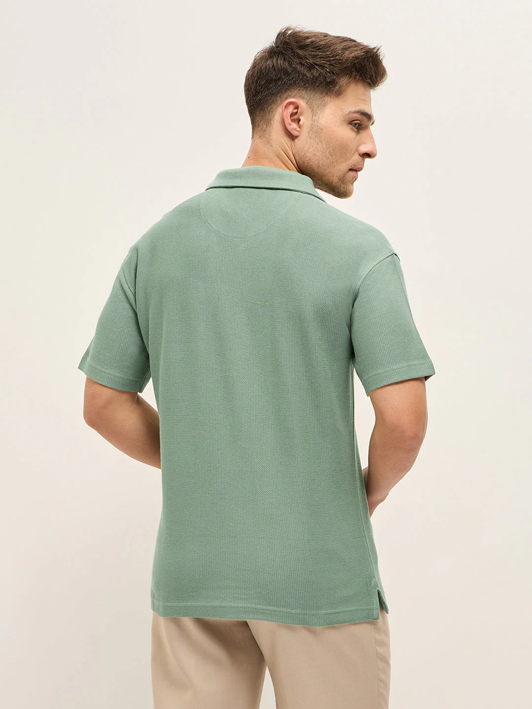 Men Light Green Solid Collar - Image 2