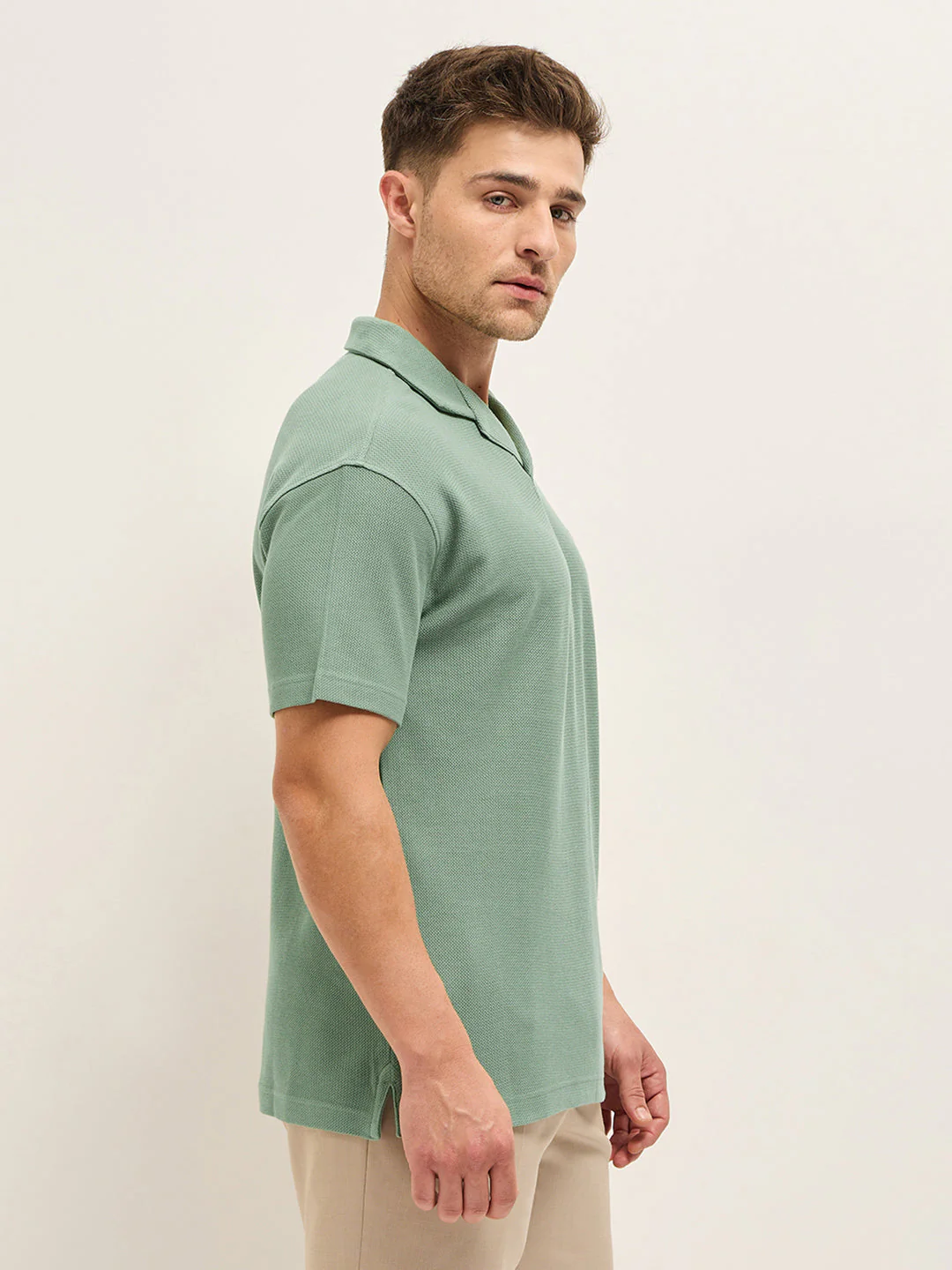 Men Light Green Solid Collar - Image 3