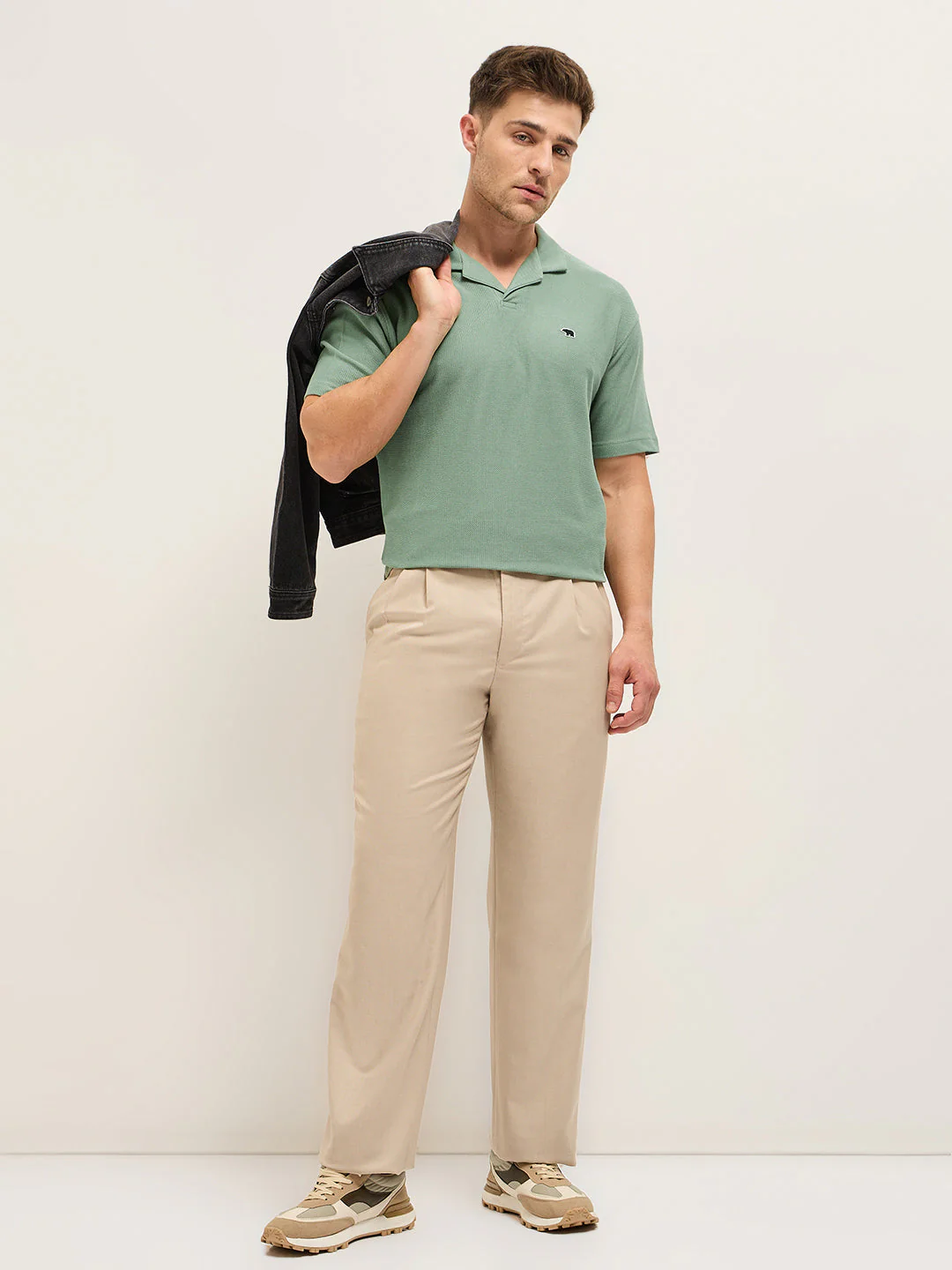 Men Light Green Solid Collar - Image 4