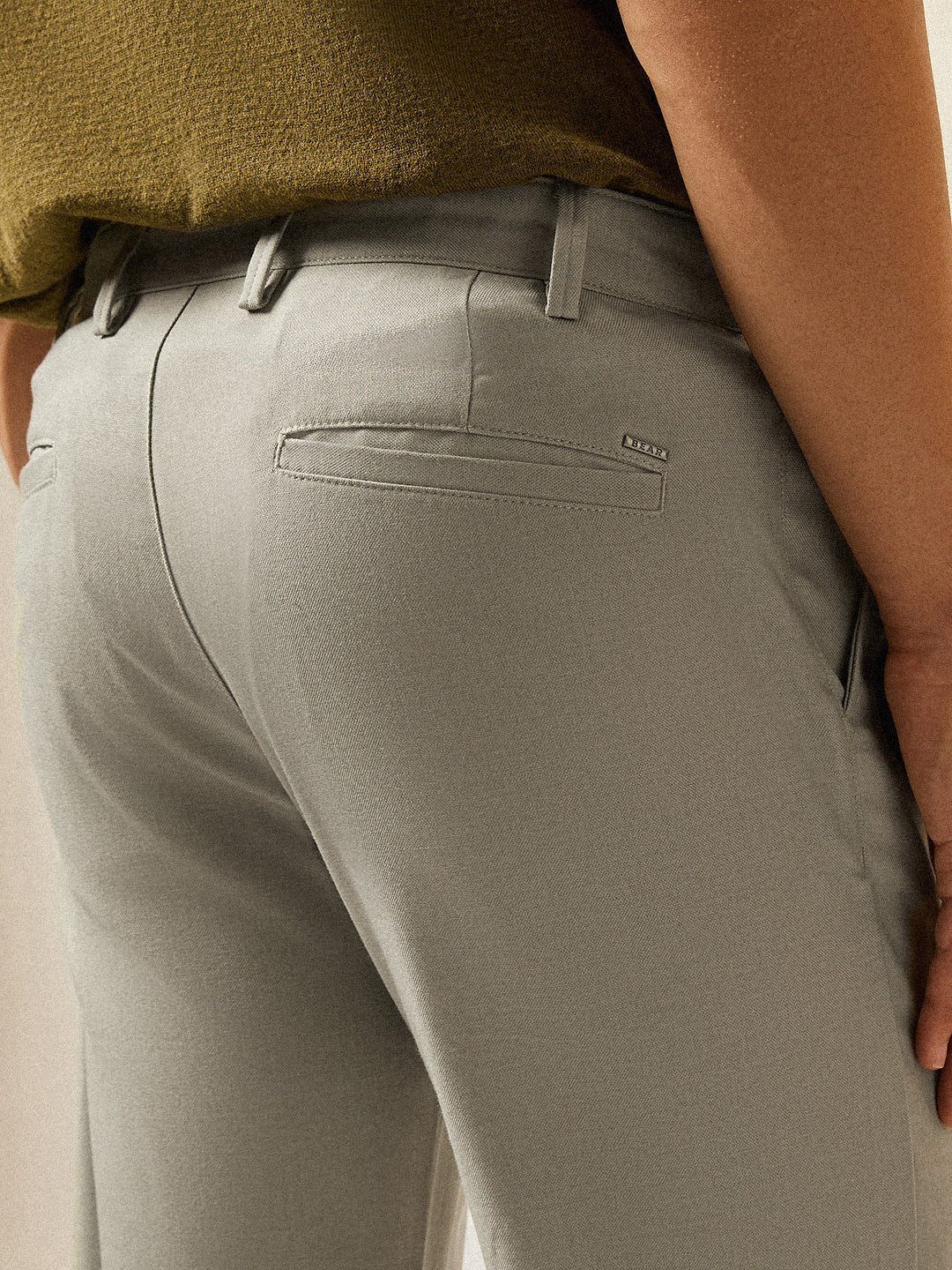 Men Light Green Solid Regular Fit Formal Trouser - Image 6