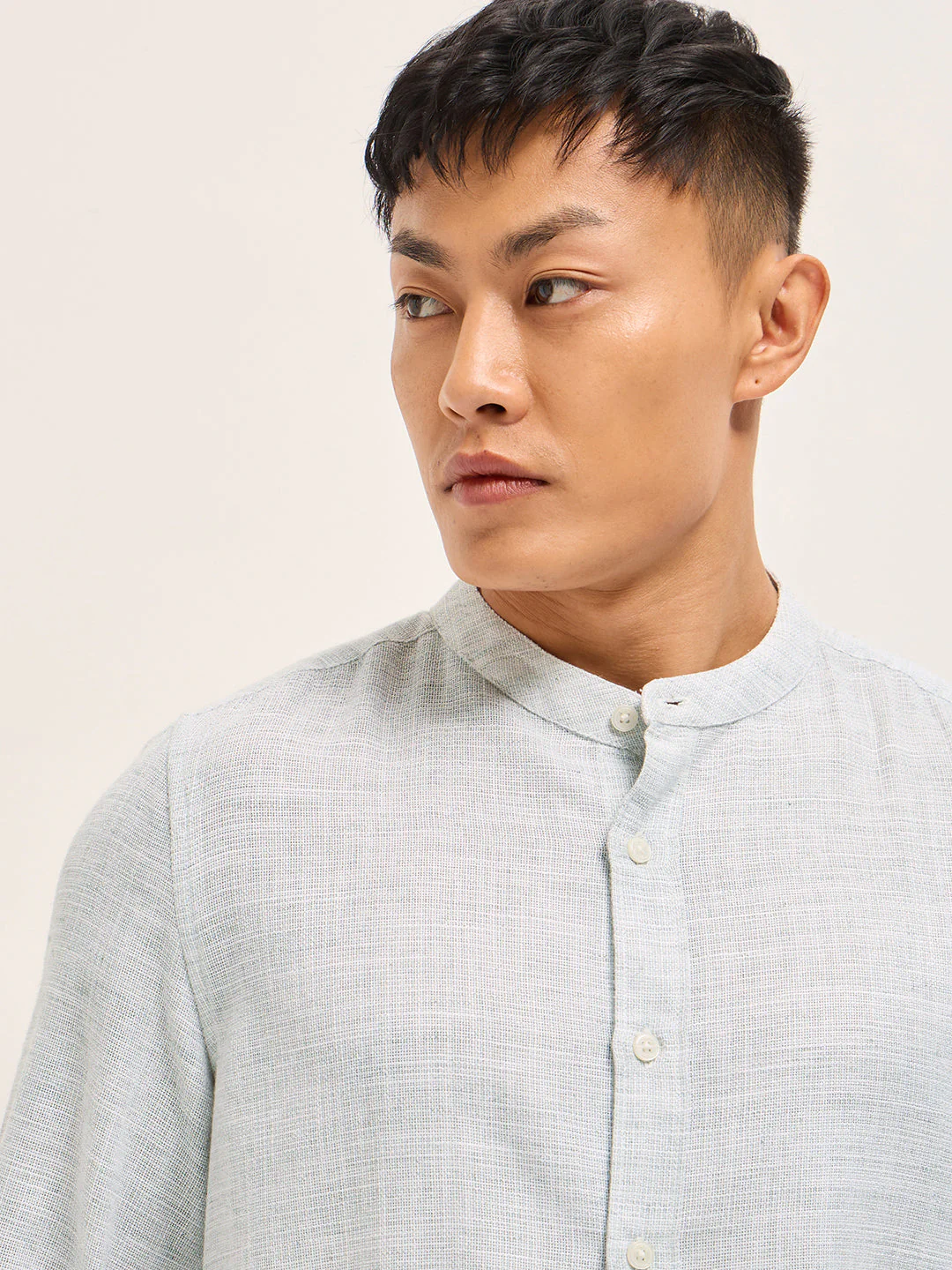 Men Light Green Solid Slim Fit Casual Shirt - Image 5