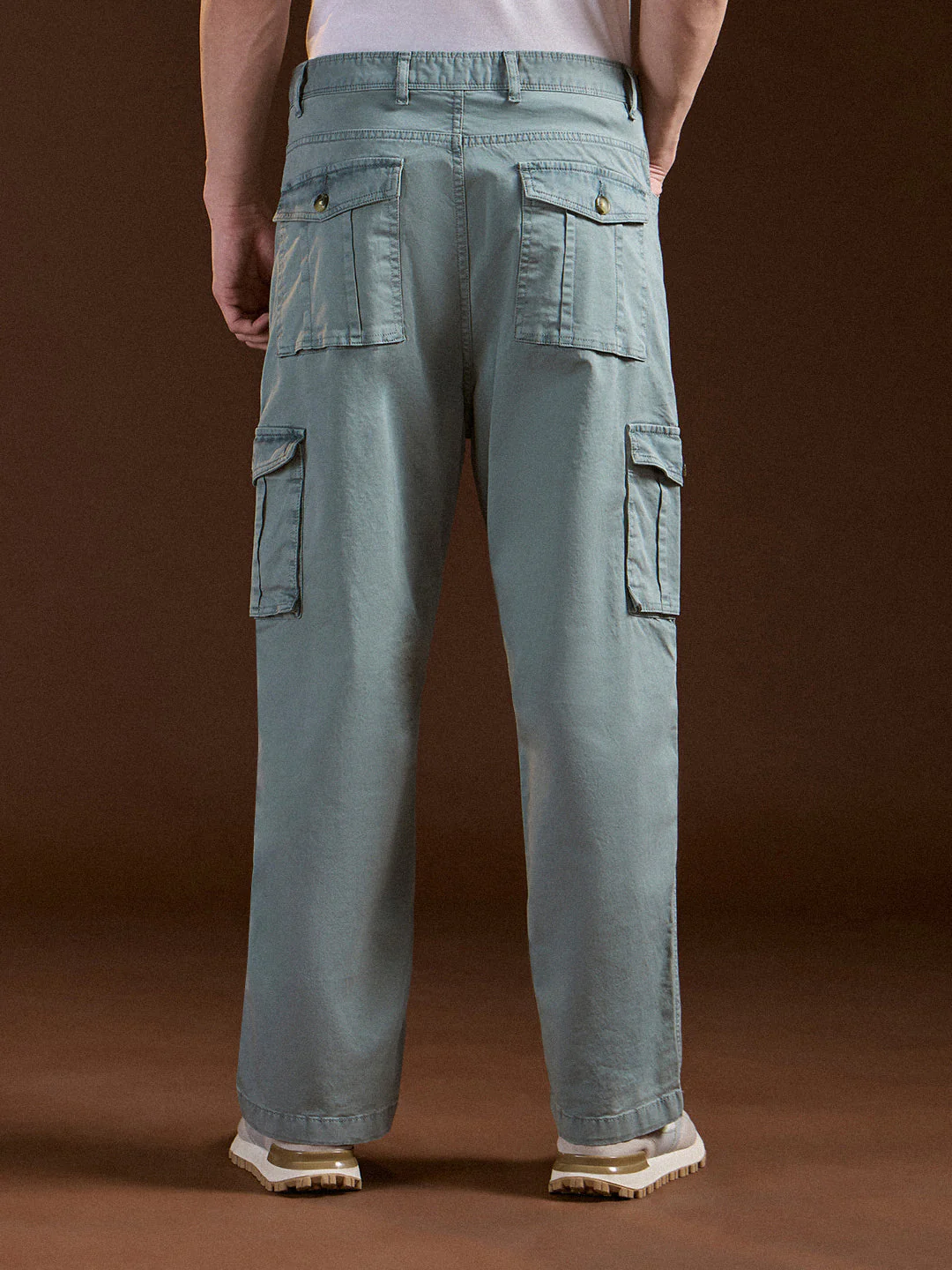 Men Blue Straight Fit Cargo Pant - Image 2