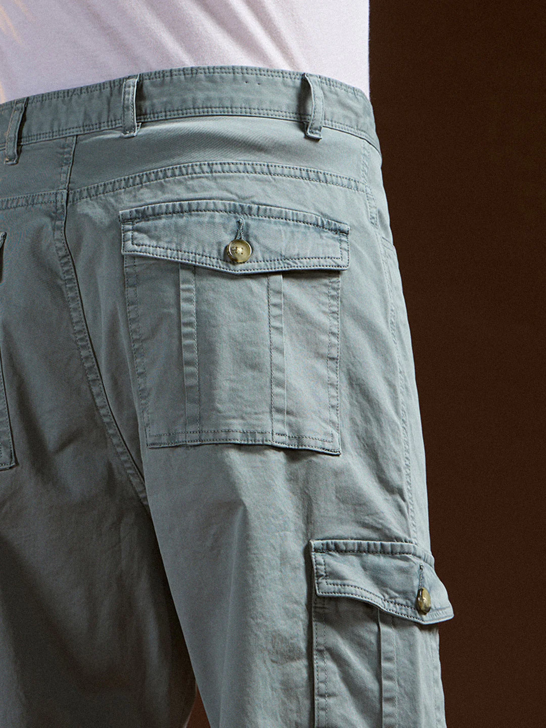 Men Blue Straight Fit Cargo Pant - Image 6