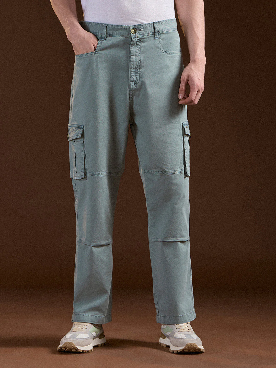 Men Blue Straight Fit Cargo Pant - Image 7