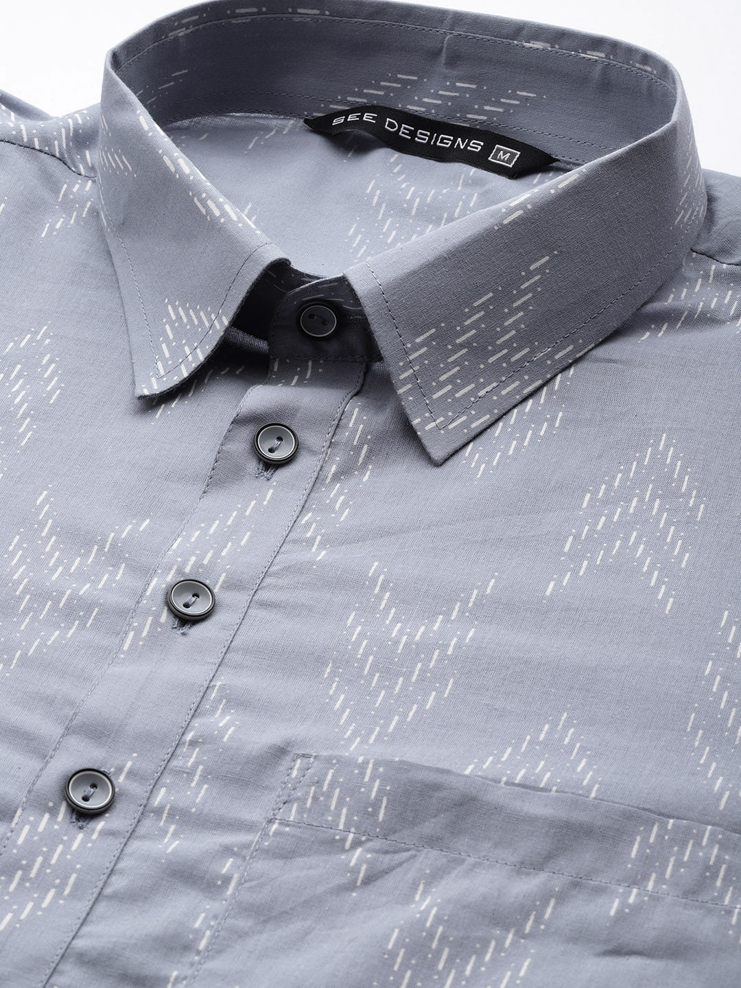 Men Light Grey Regular Pure Cotton Pathani Printed Men'S Kurta - Image 2