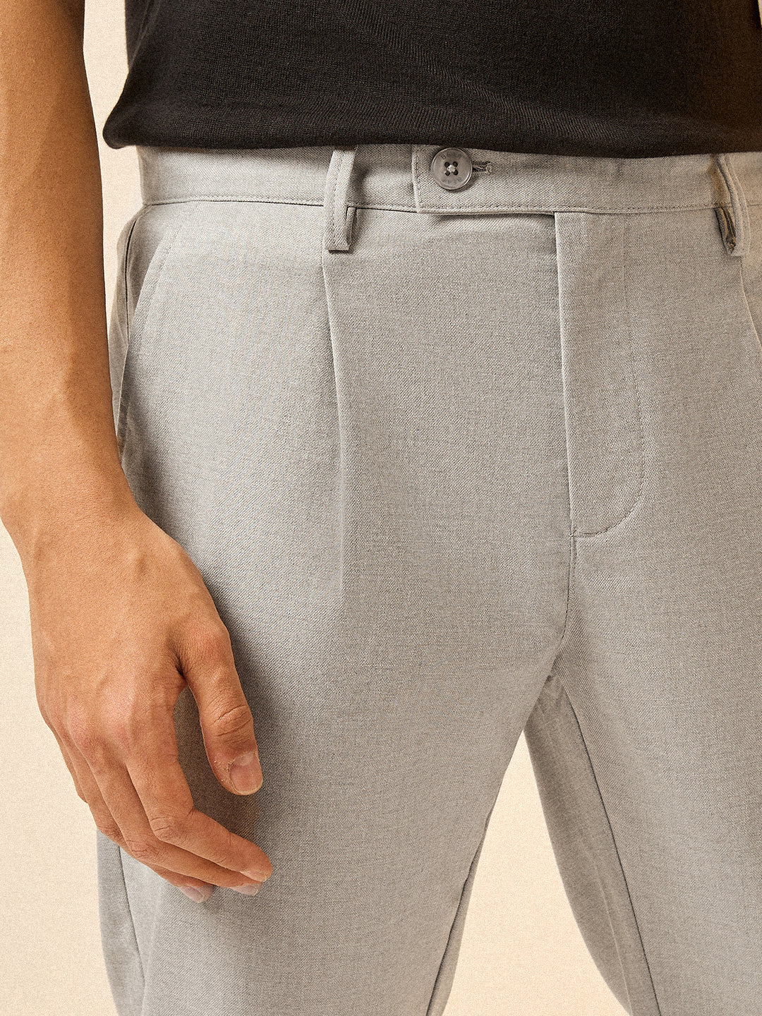 Men Light Grey Solid Regular fit Formal Trouser - Image 5