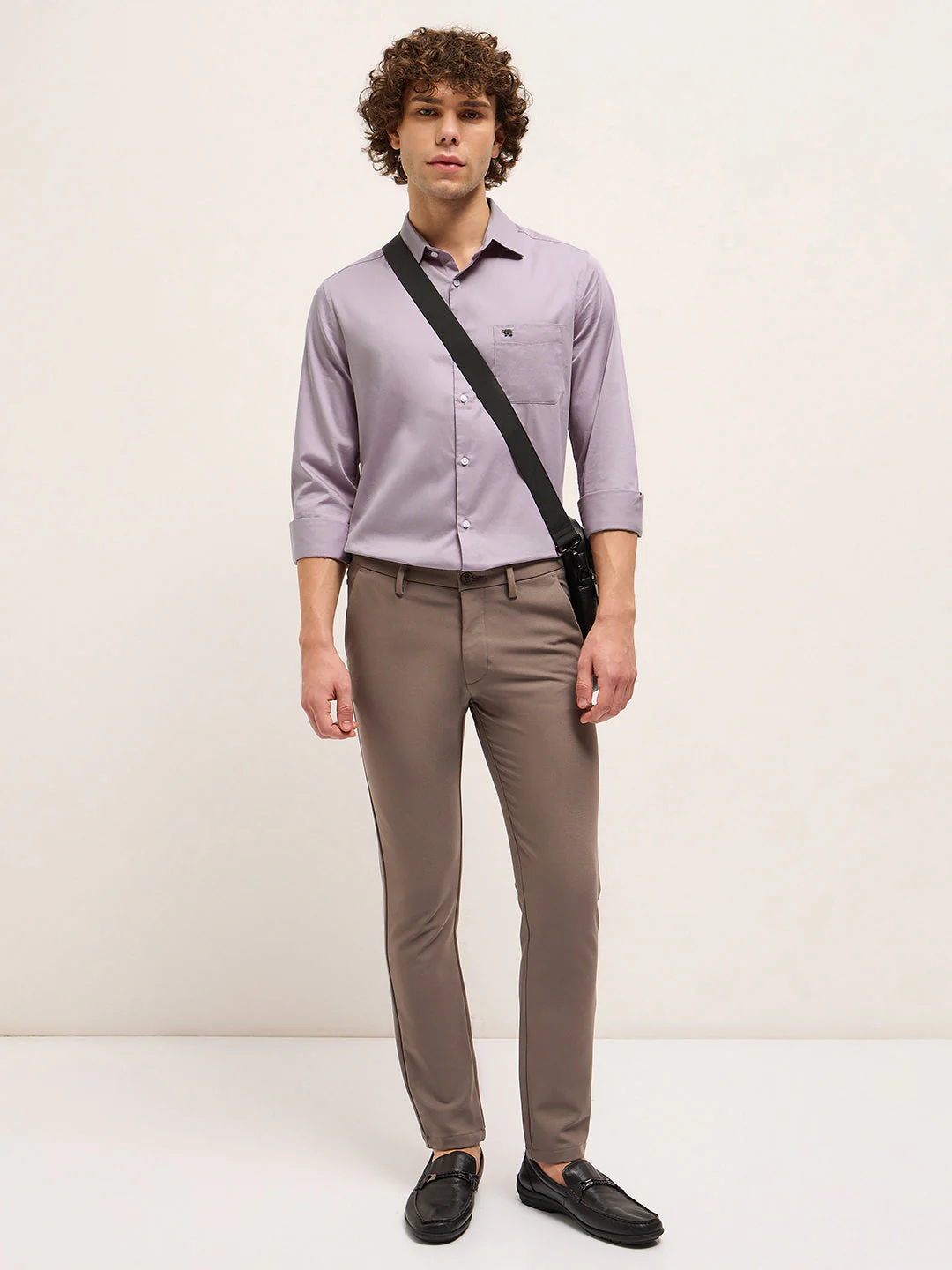 Men Light Lavender Tailored Fit Solid Formal Shirt - Image 4