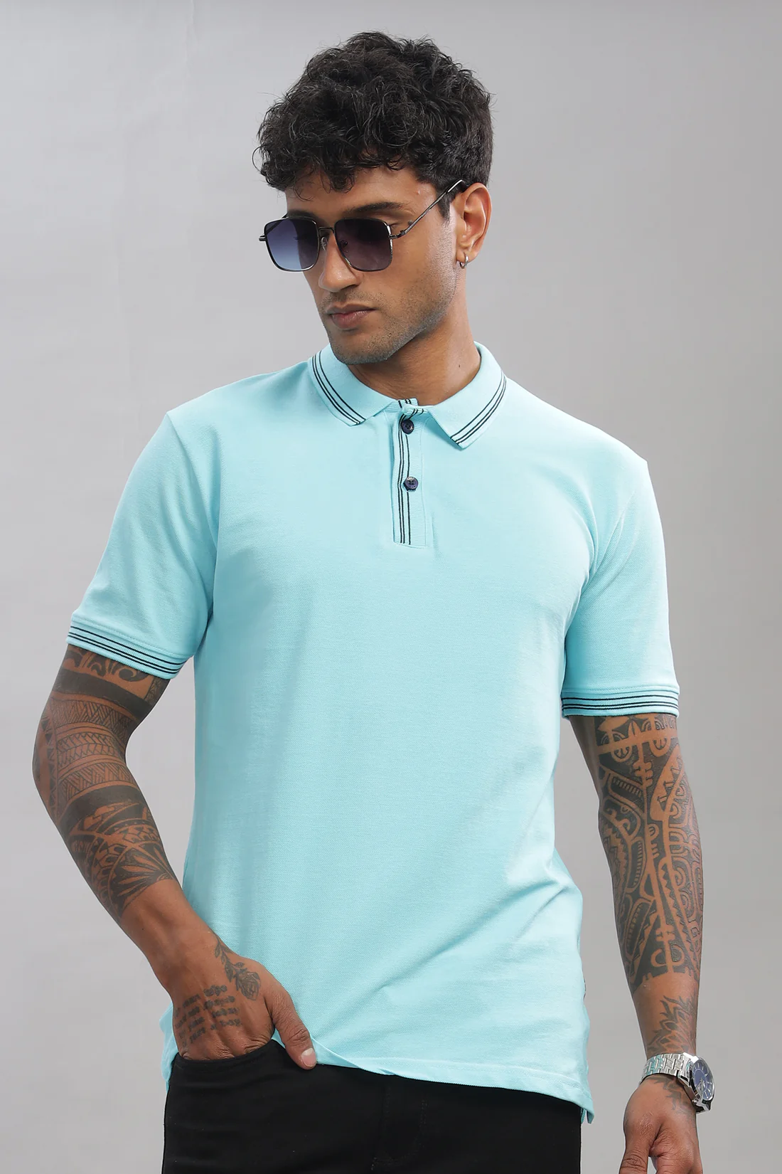 Men Blue Regular Fit Polo T-Shirt