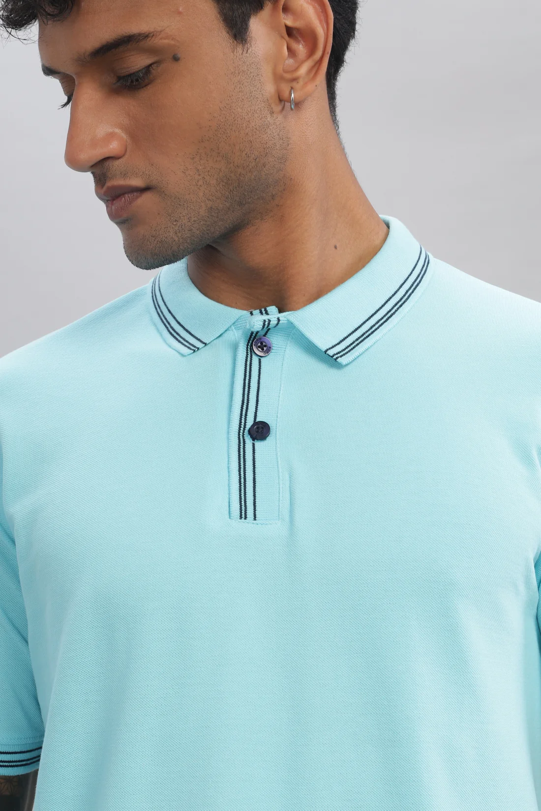 Men Blue Regular Fit Polo T-Shirt - Image 2