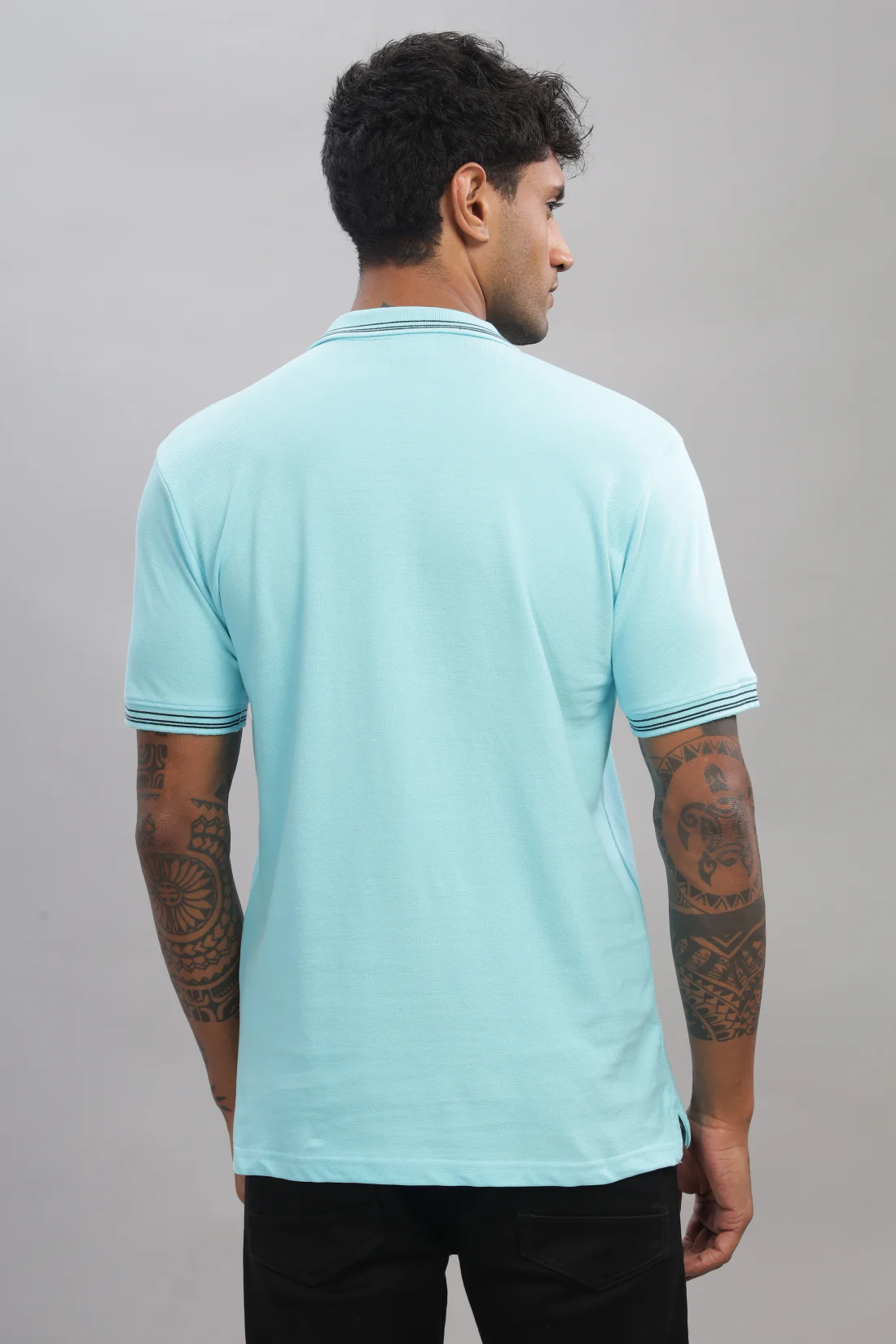 Men Blue Regular Fit Polo T-Shirt - Image 5