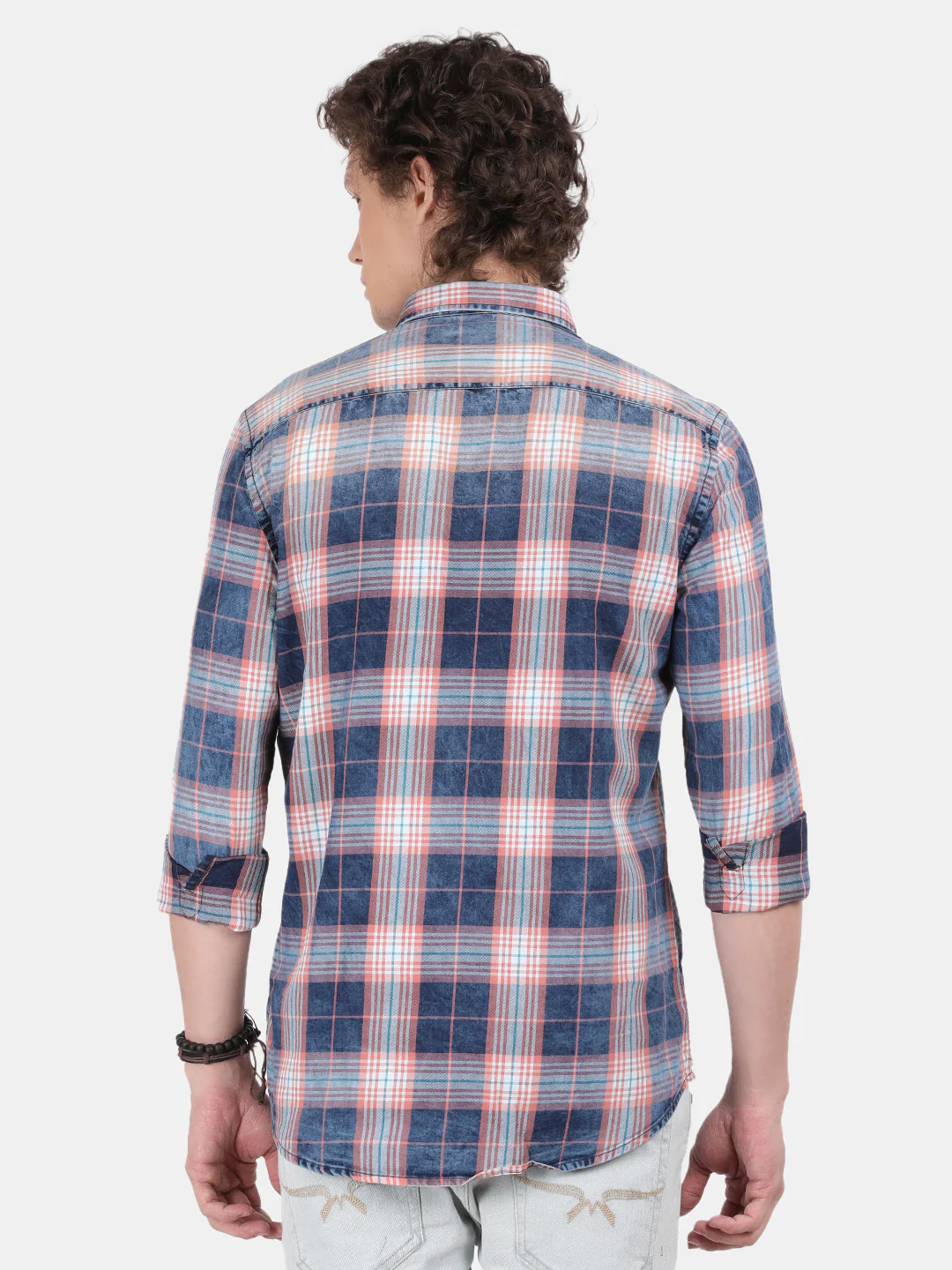 Men Navy Blue Slim Fit Spread Collar Full Sleeve Casual Shirt - Image 4
