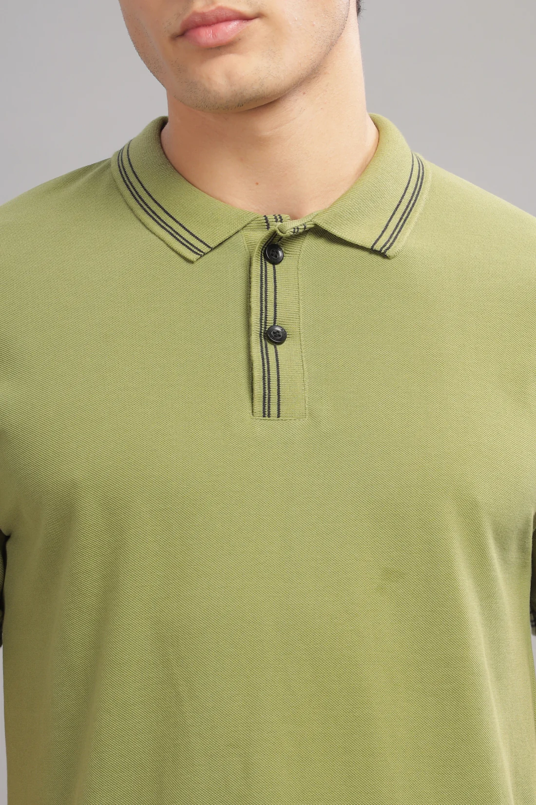 Men Light Olive Regular Fit Polo T-Shirt - Image 2