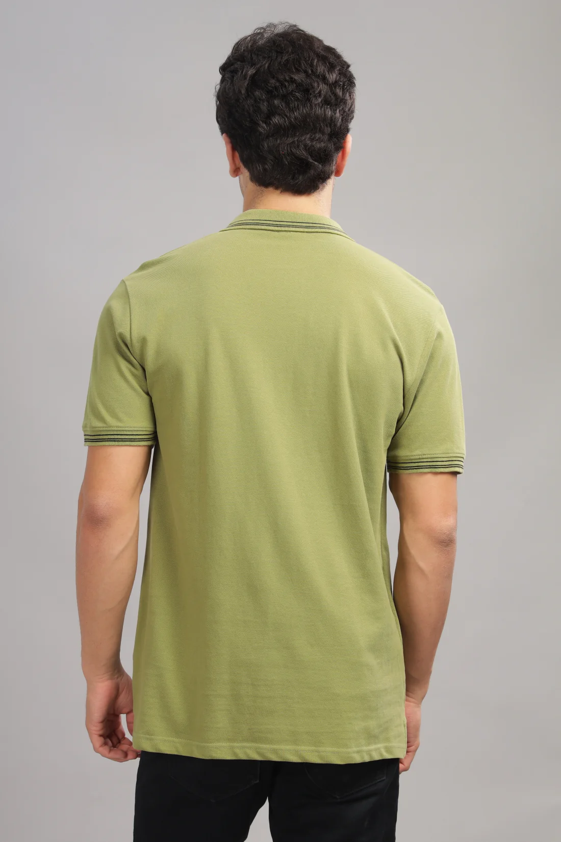 Men Light Olive Regular Fit Polo T-Shirt - Image 5