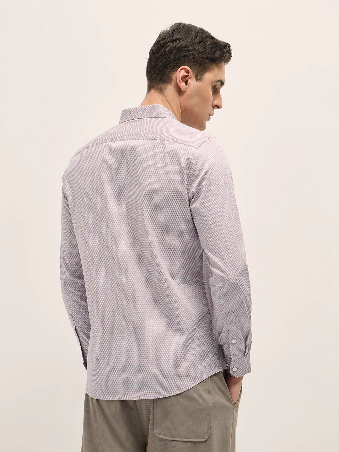 Men Light Pink Graphic Printed Tailored Fit Formal Shirt - Image 2