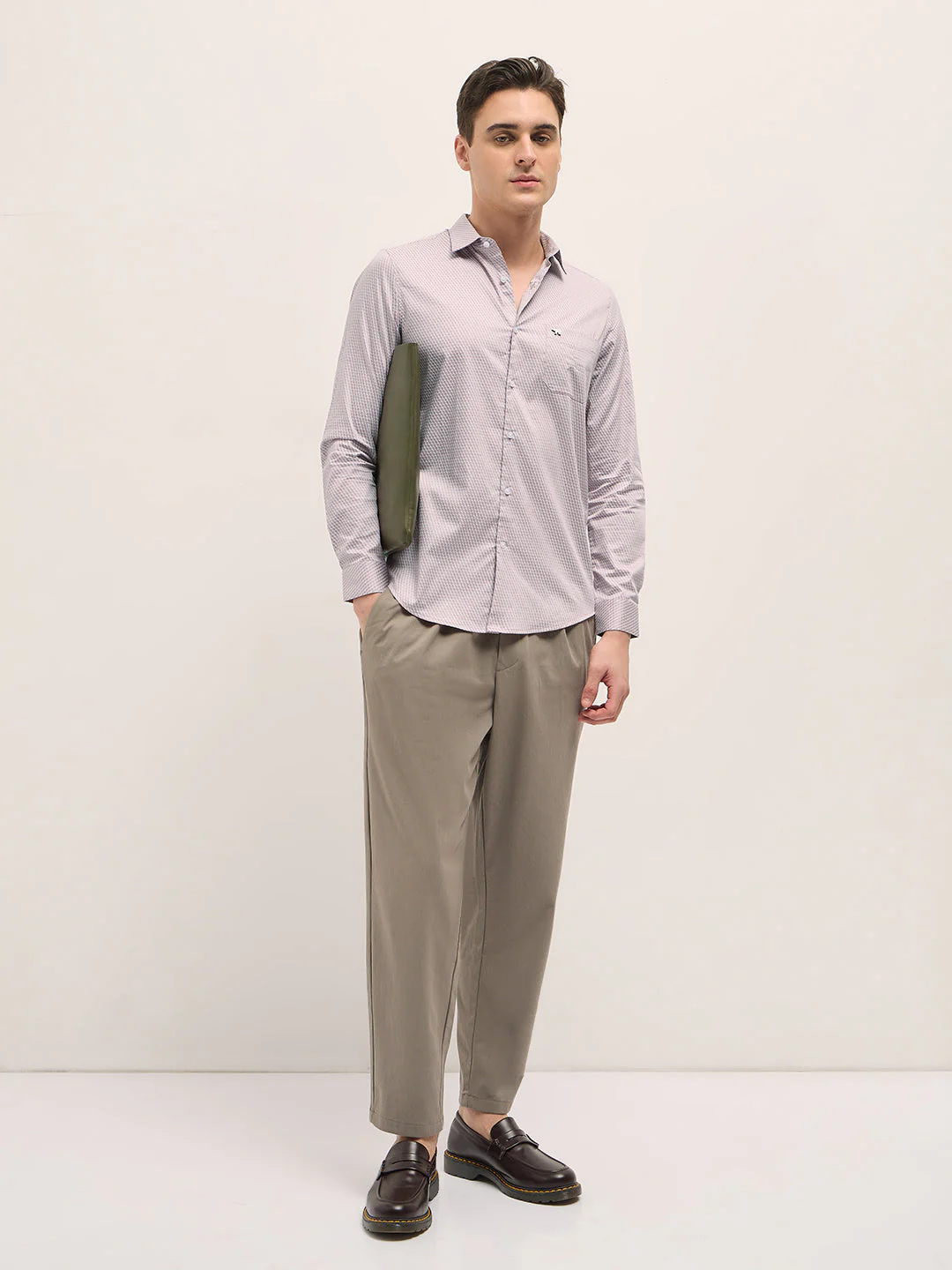 Men Light Pink Graphic Printed Tailored Fit Formal Shirt - Image 4