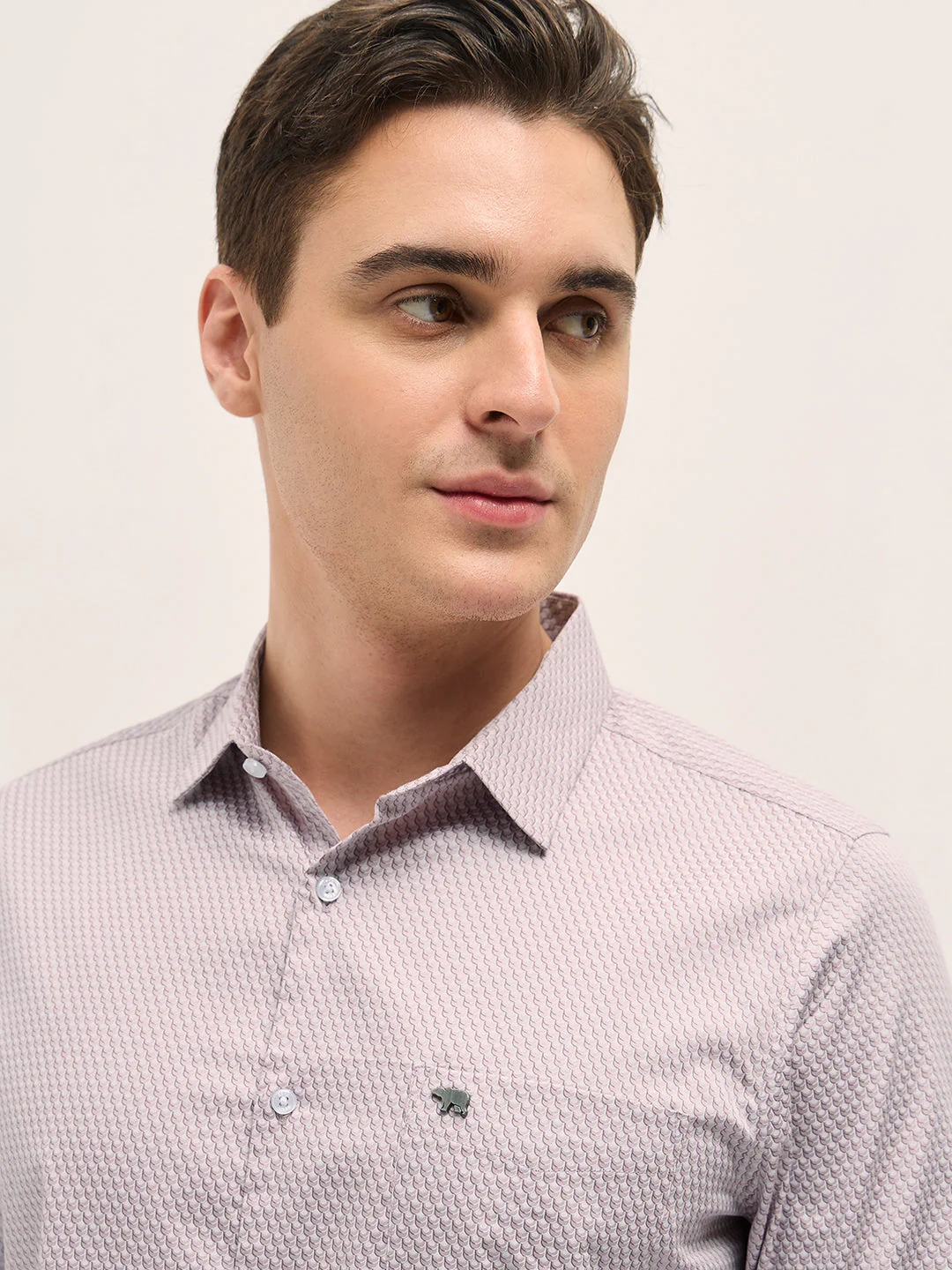 Men Light Pink Graphic Printed Tailored Fit Formal Shirt - Image 5