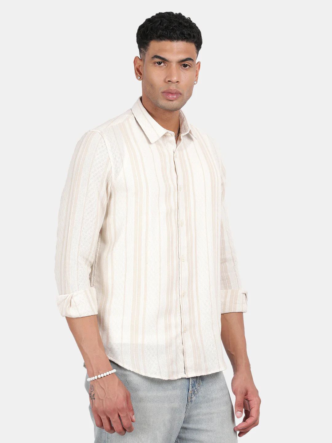 Men Light pink Slim Fit Spread Collar Full Sleeve Casual Shirt - Image 2