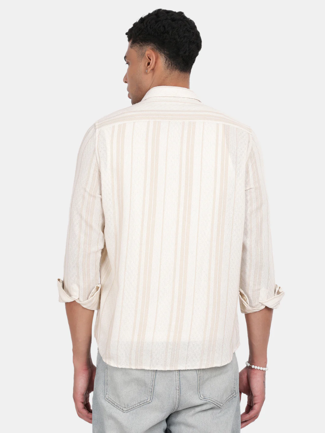 Men Light pink Slim Fit Spread Collar Full Sleeve Casual Shirt - Image 3